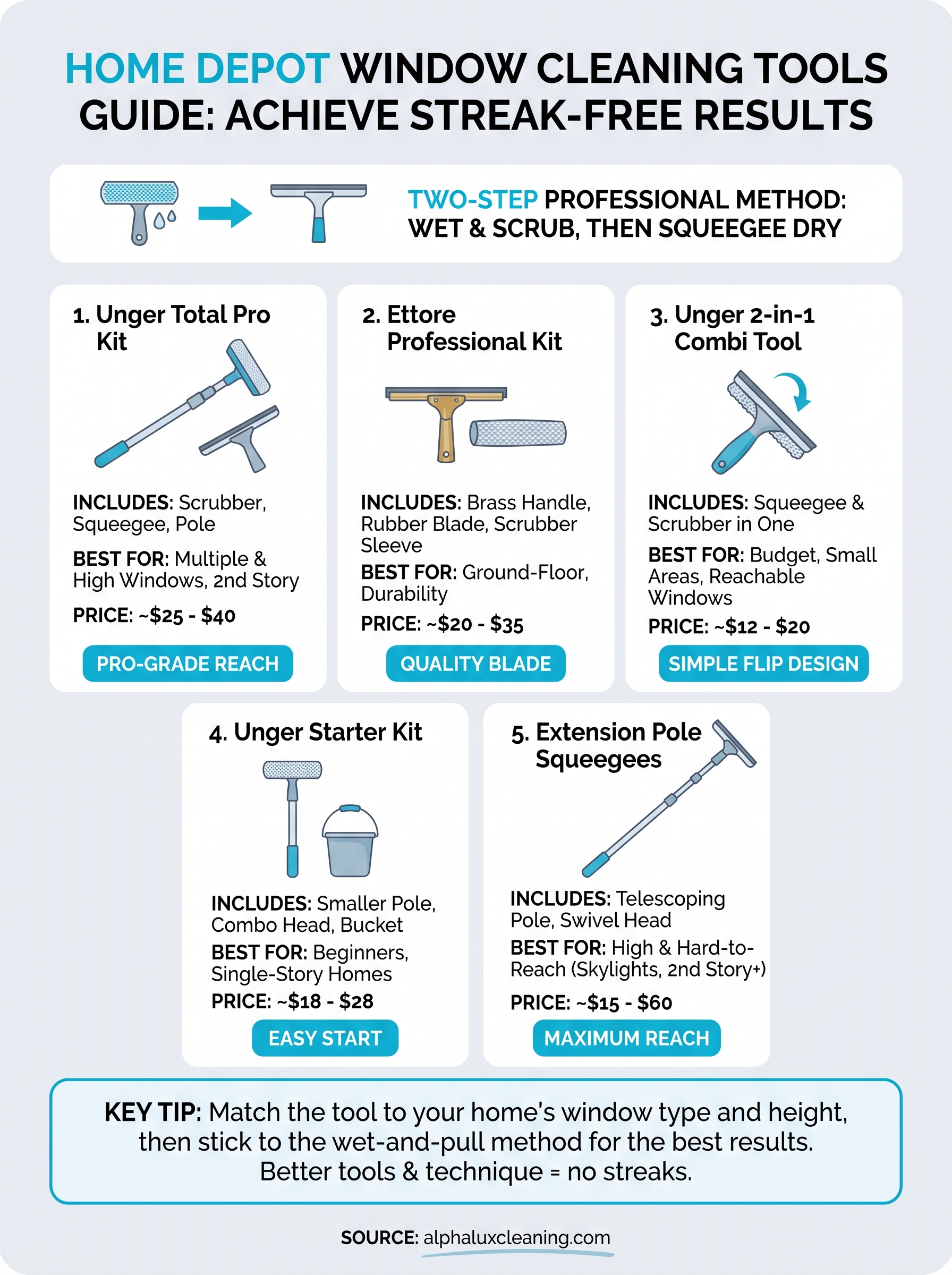 home depot window cleaning tools infographic