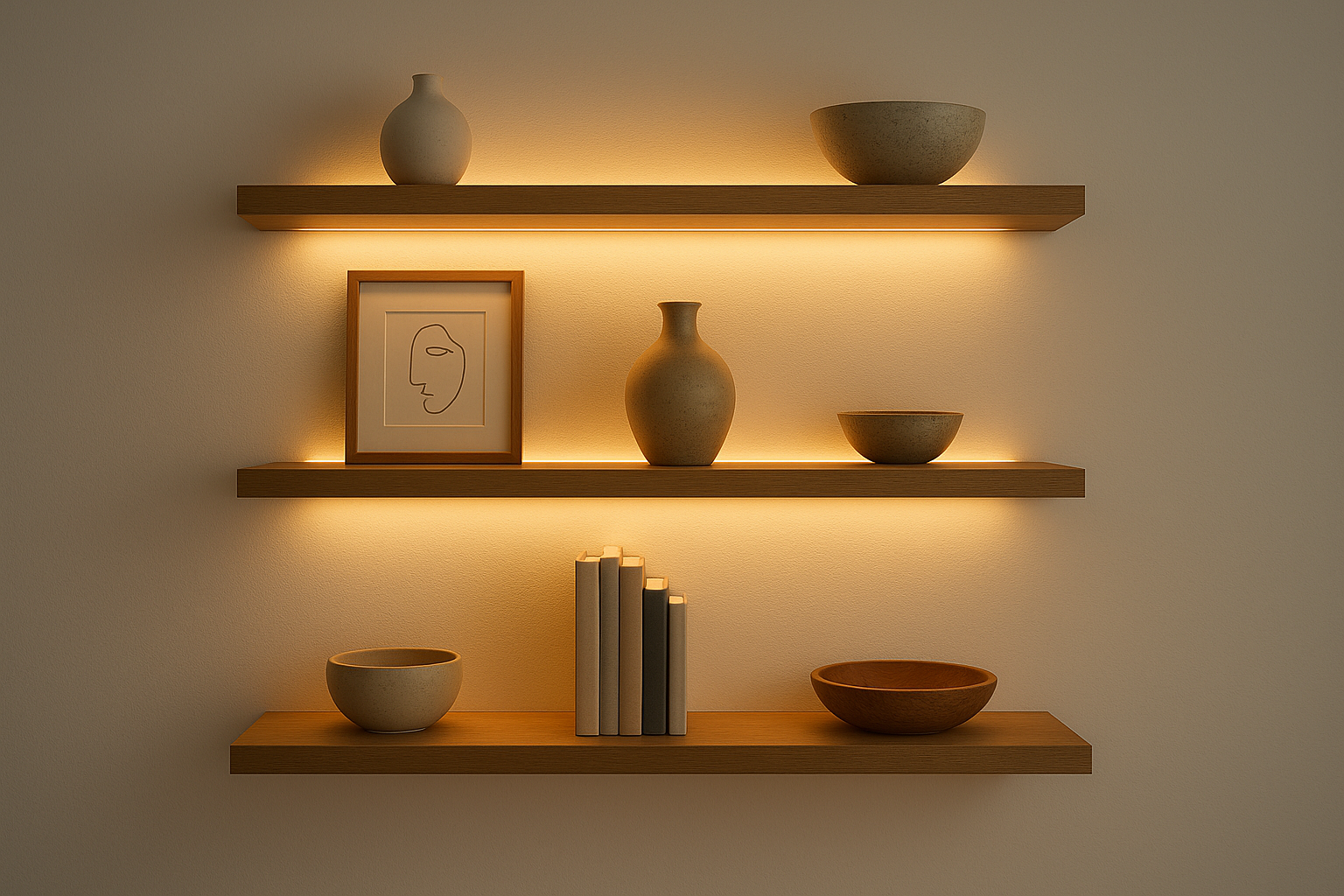 12. Highlight shelves with built-in lighting