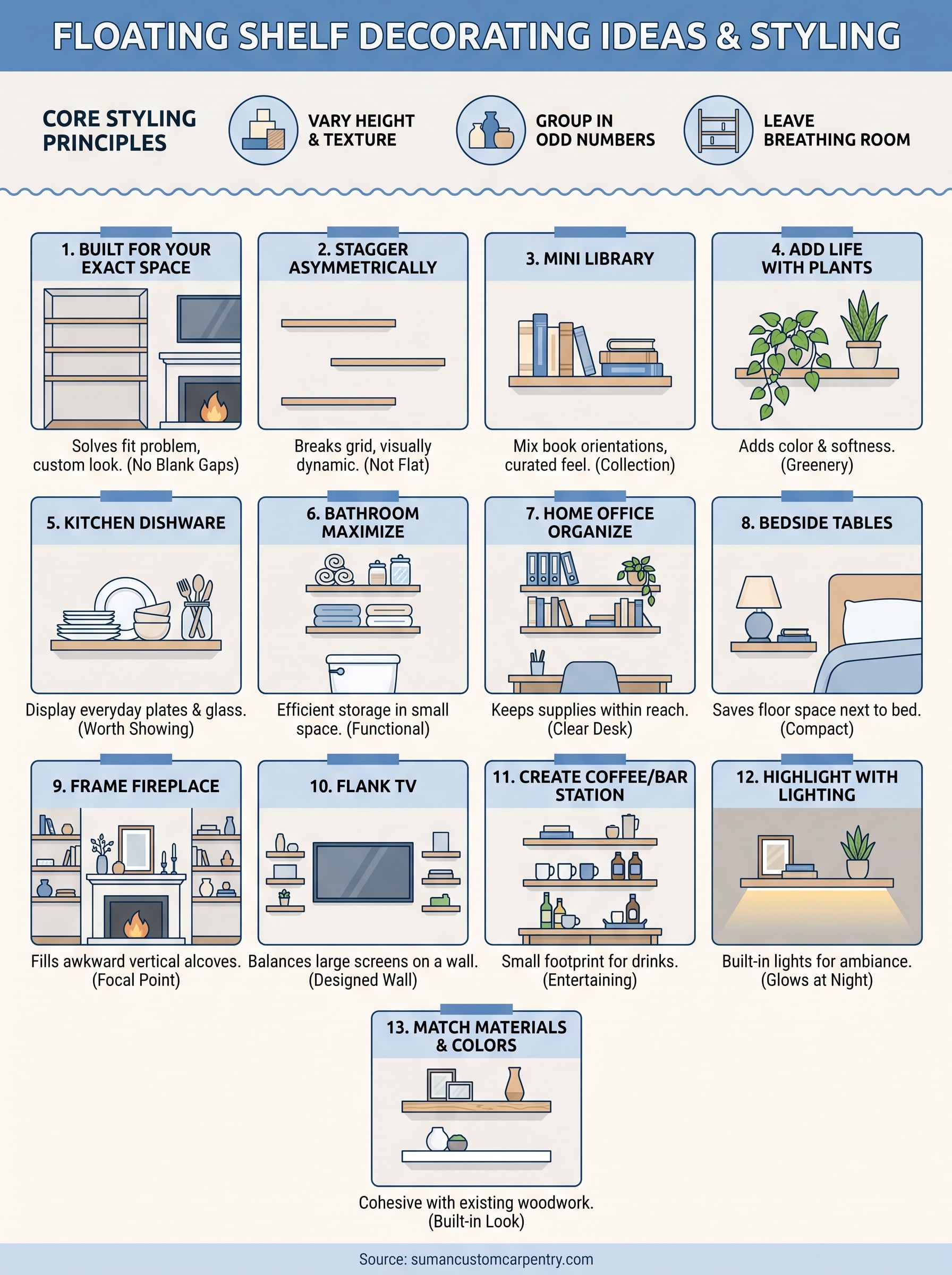 floating shelves decorating ideas infographic