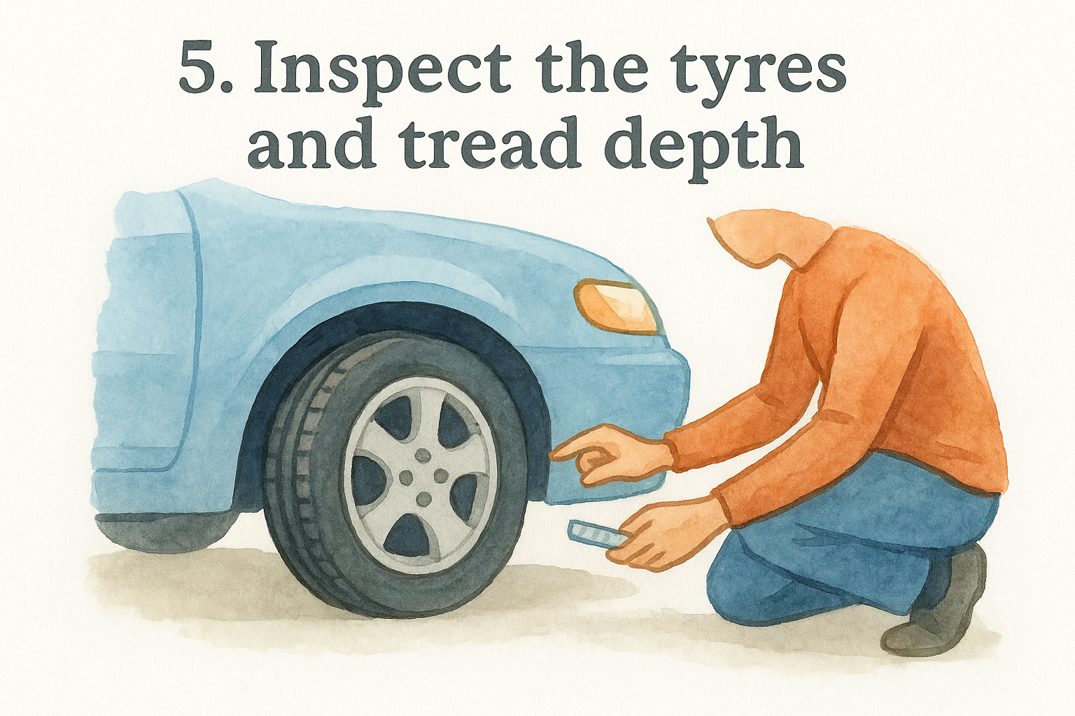 5. Inspect the tyres and tread depth