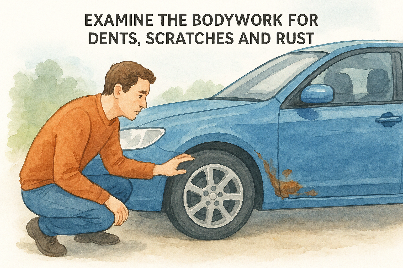 6. Examine the bodywork for dents, scratches and rust