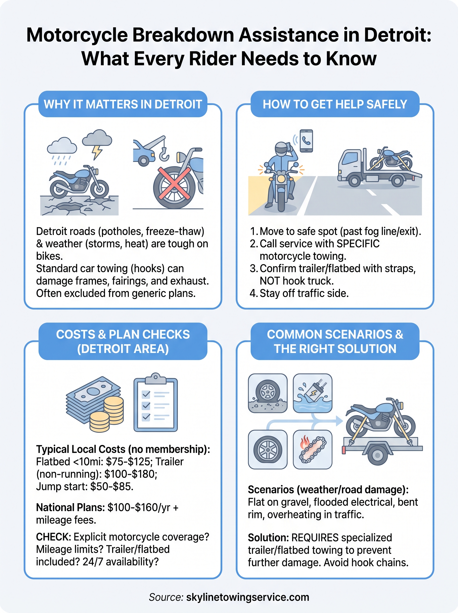 Motorcycle Breakdown Assistance: What It Covers in Detroit motorcycle breakdown assistance infographic