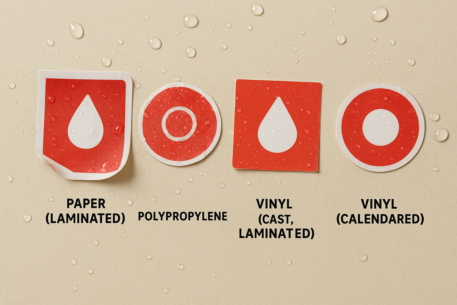 Vinyl versus other sticker materials for water resistance