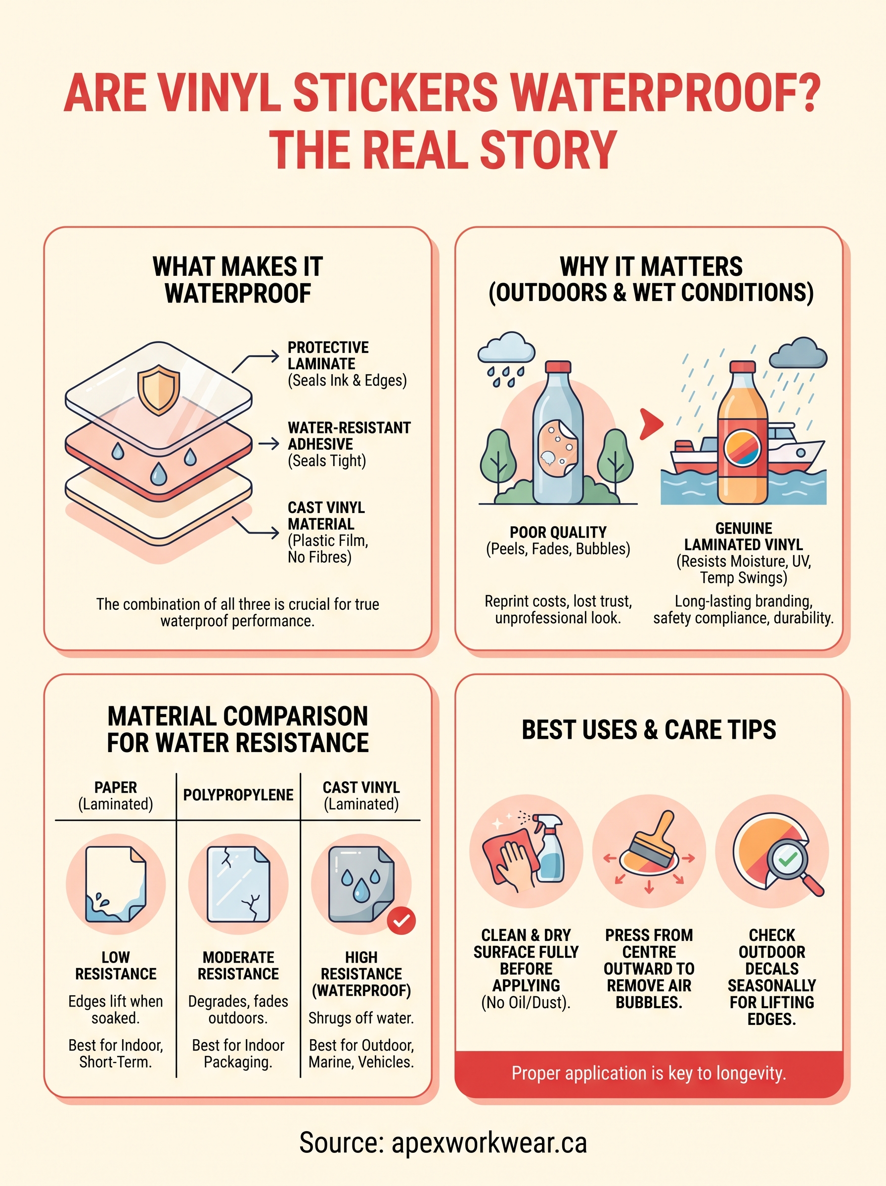 are vinyl stickers waterproof infographic