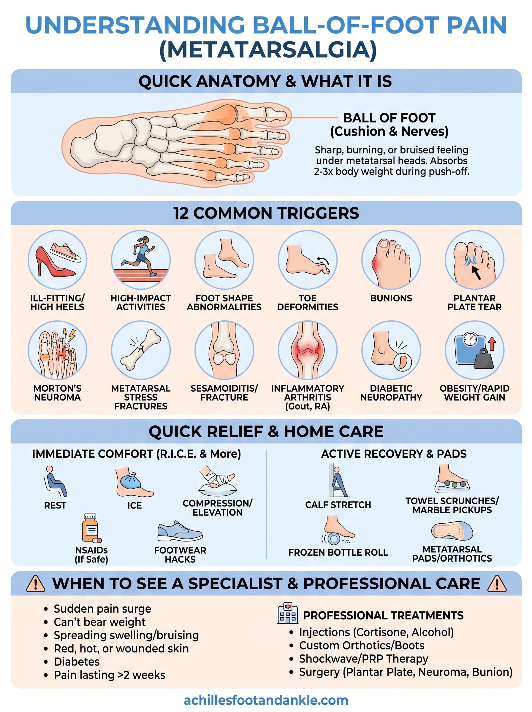 pain ball of foot causes infographic