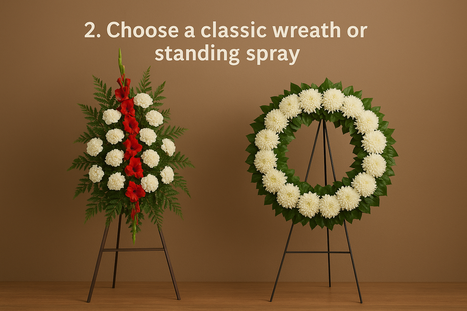 2. Choose a classic wreath or standing spray