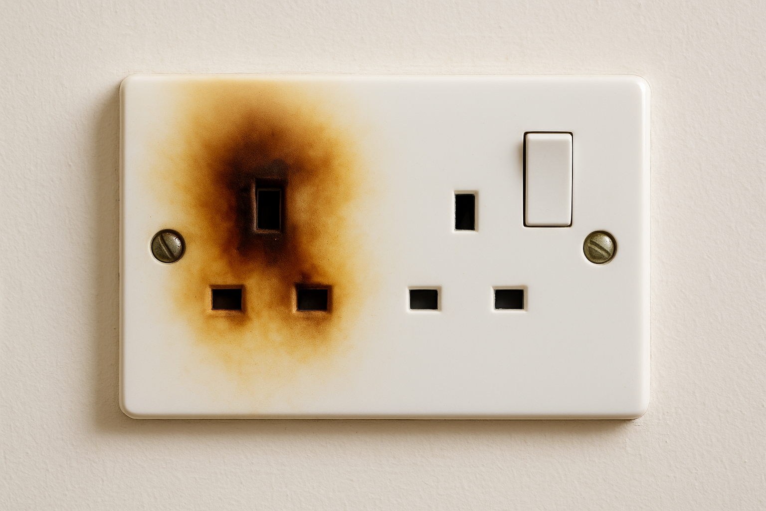 5. Discoloured, hot or crackling sockets and switches