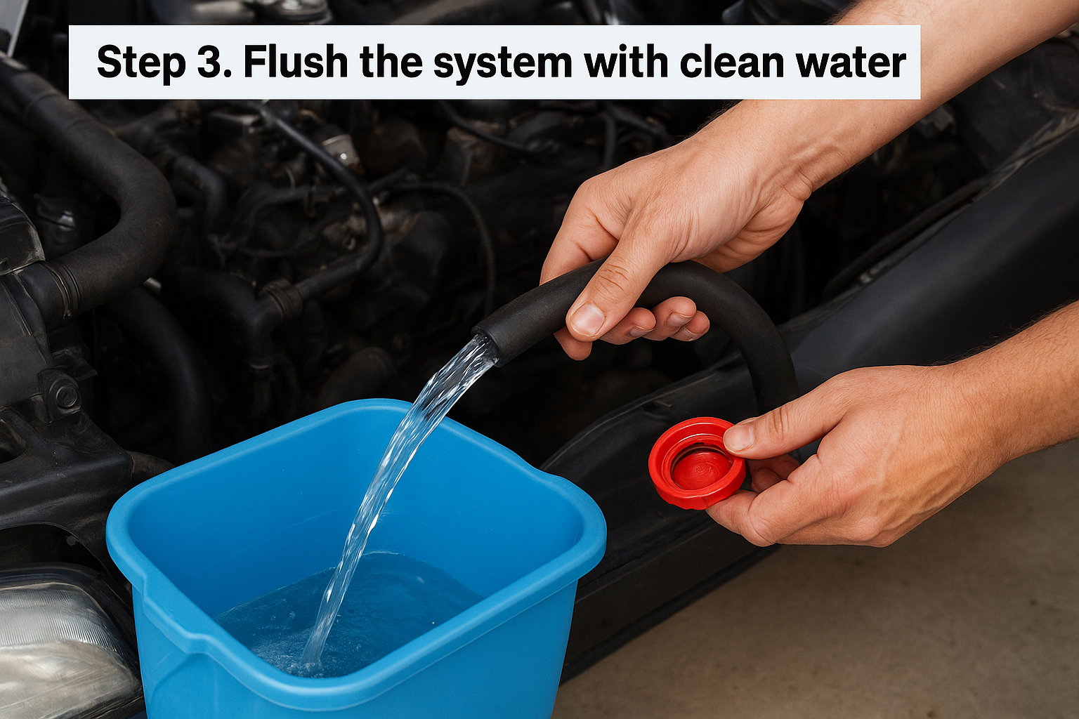 Step 3. Flush the system with clean water