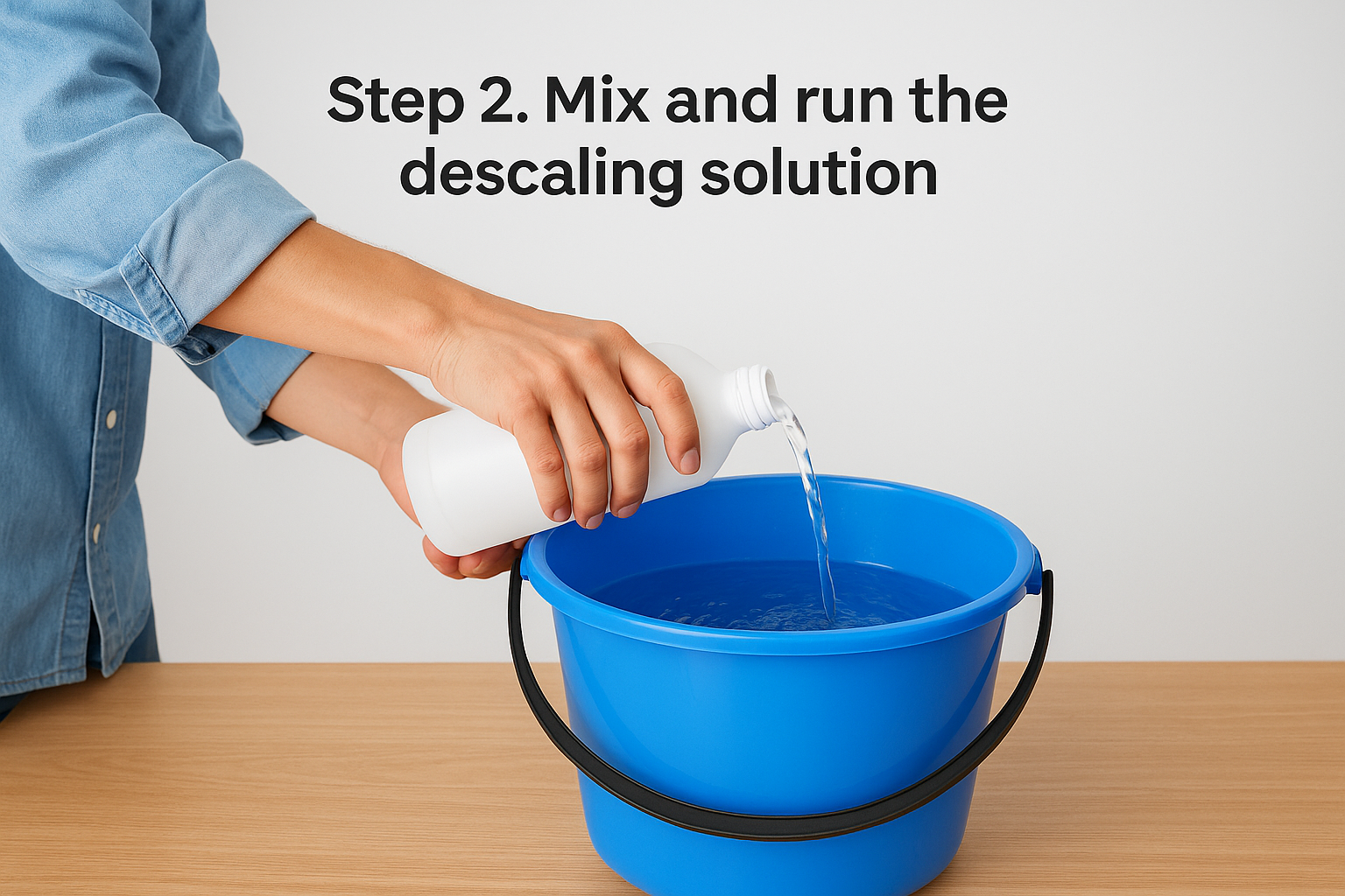 Step 2. Mix and run the descaling solution