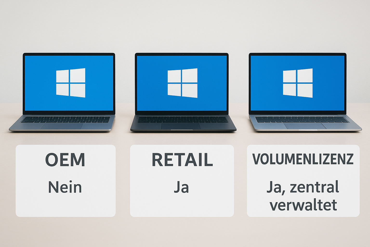 OEM, Retail und Volumenlizenzen im Vergleich