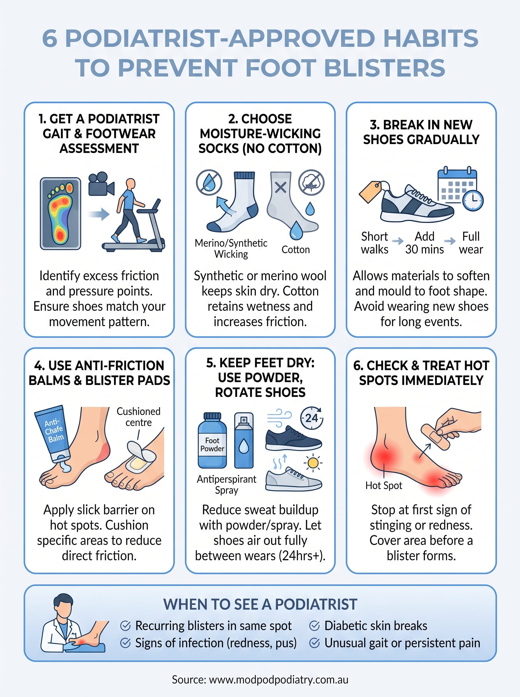 how to prevent blisters on feet infographic