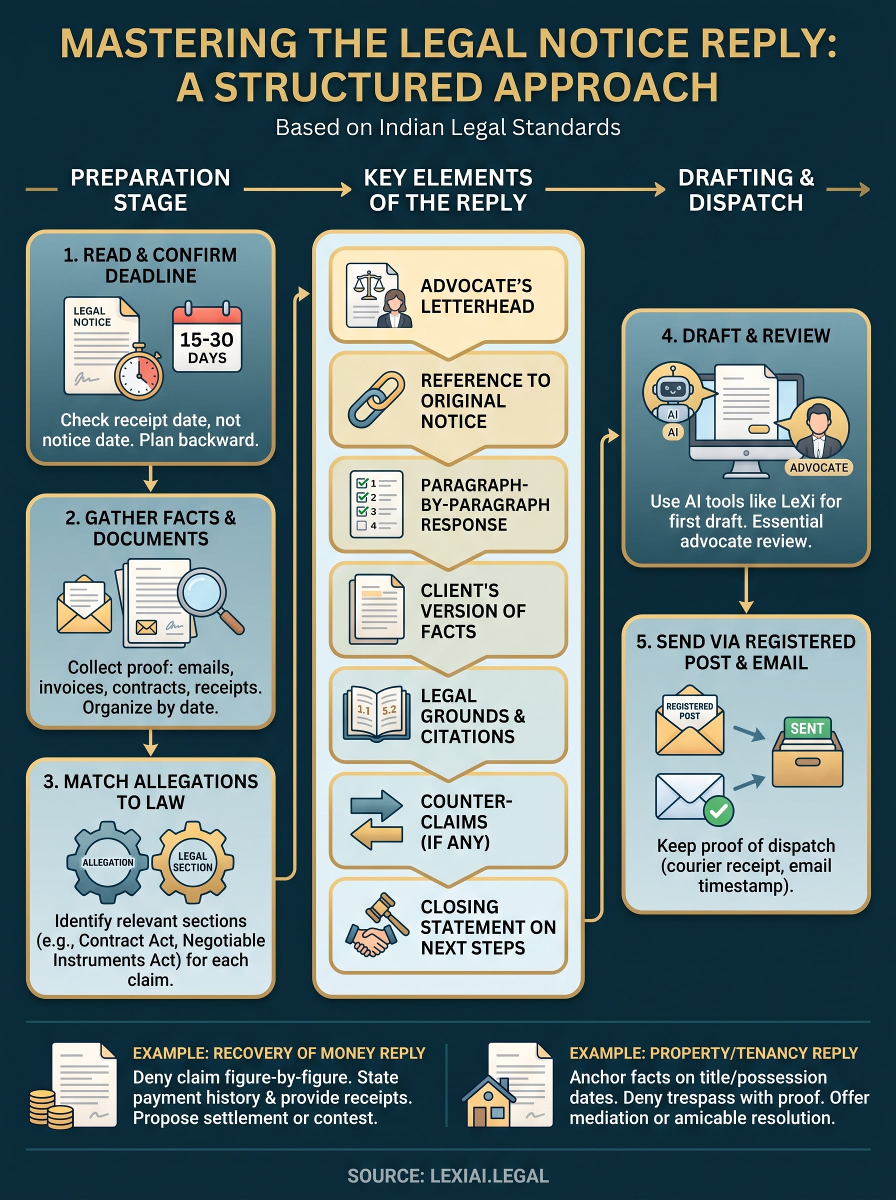 reply notice format legal notice infographic