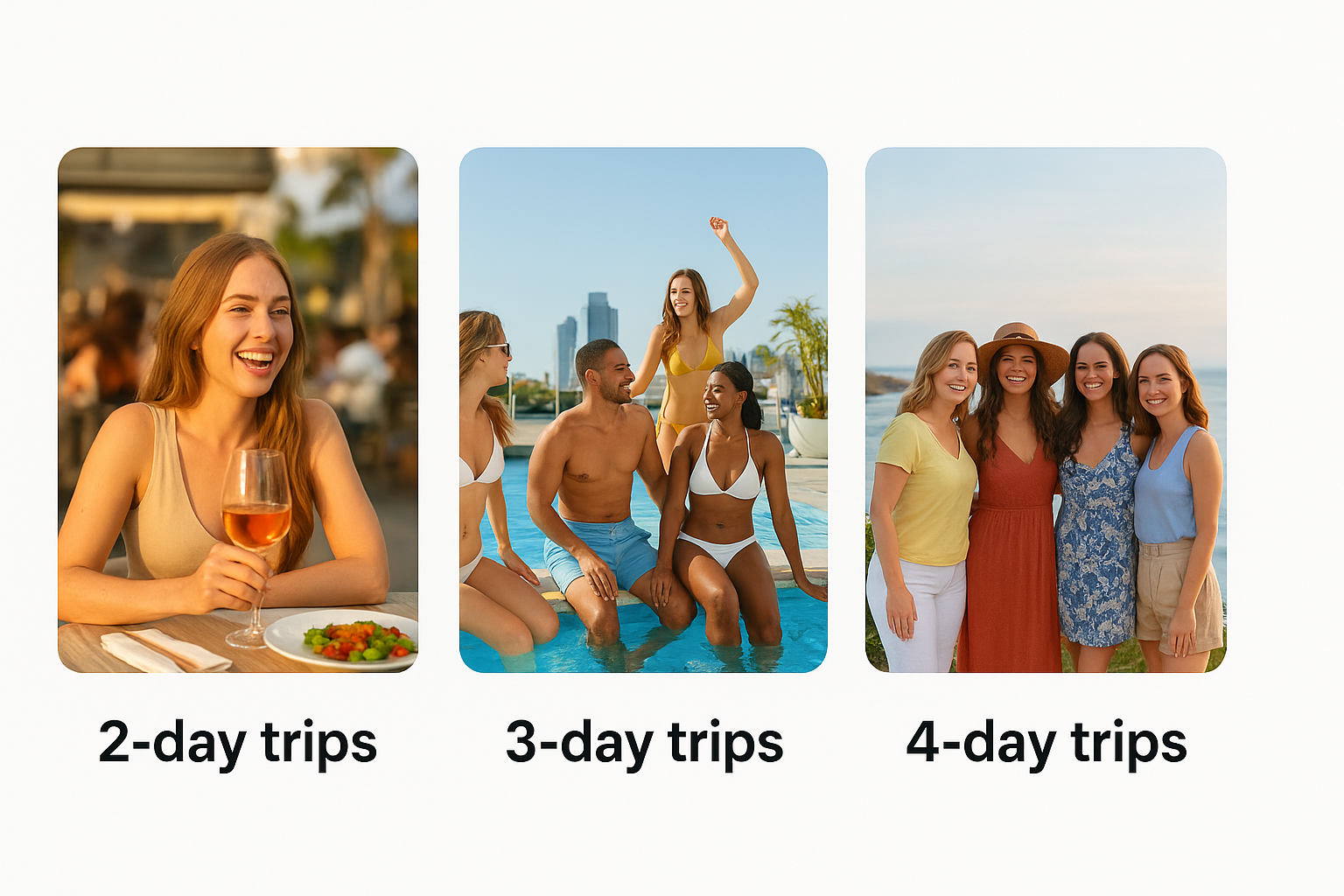 Sample itineraries for 2, 3, and 4-day trips