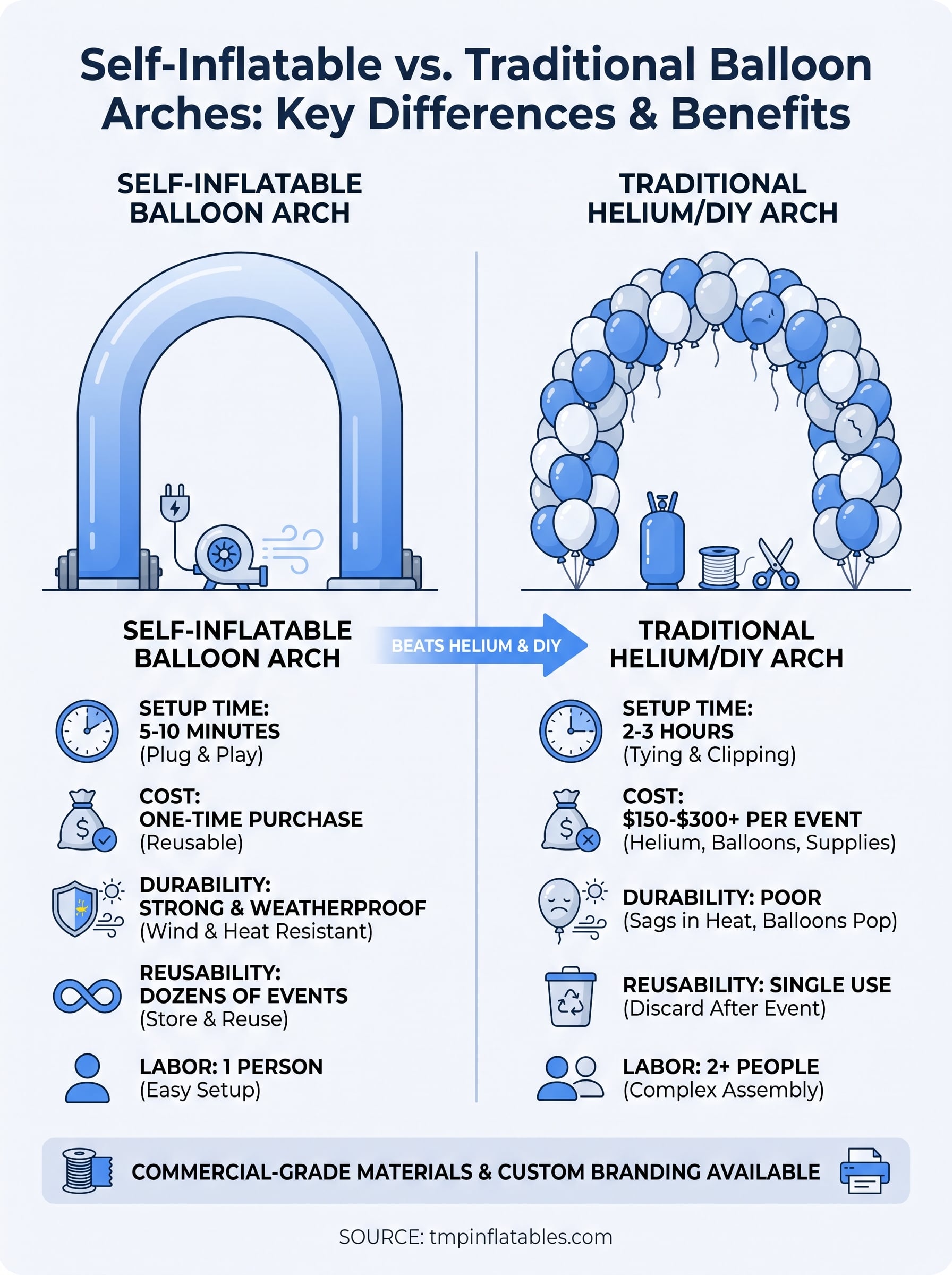 self inflatable balloon arch infographic