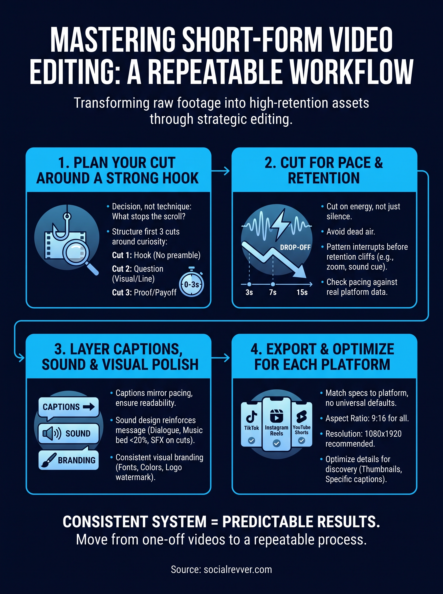 short form video editing infographic