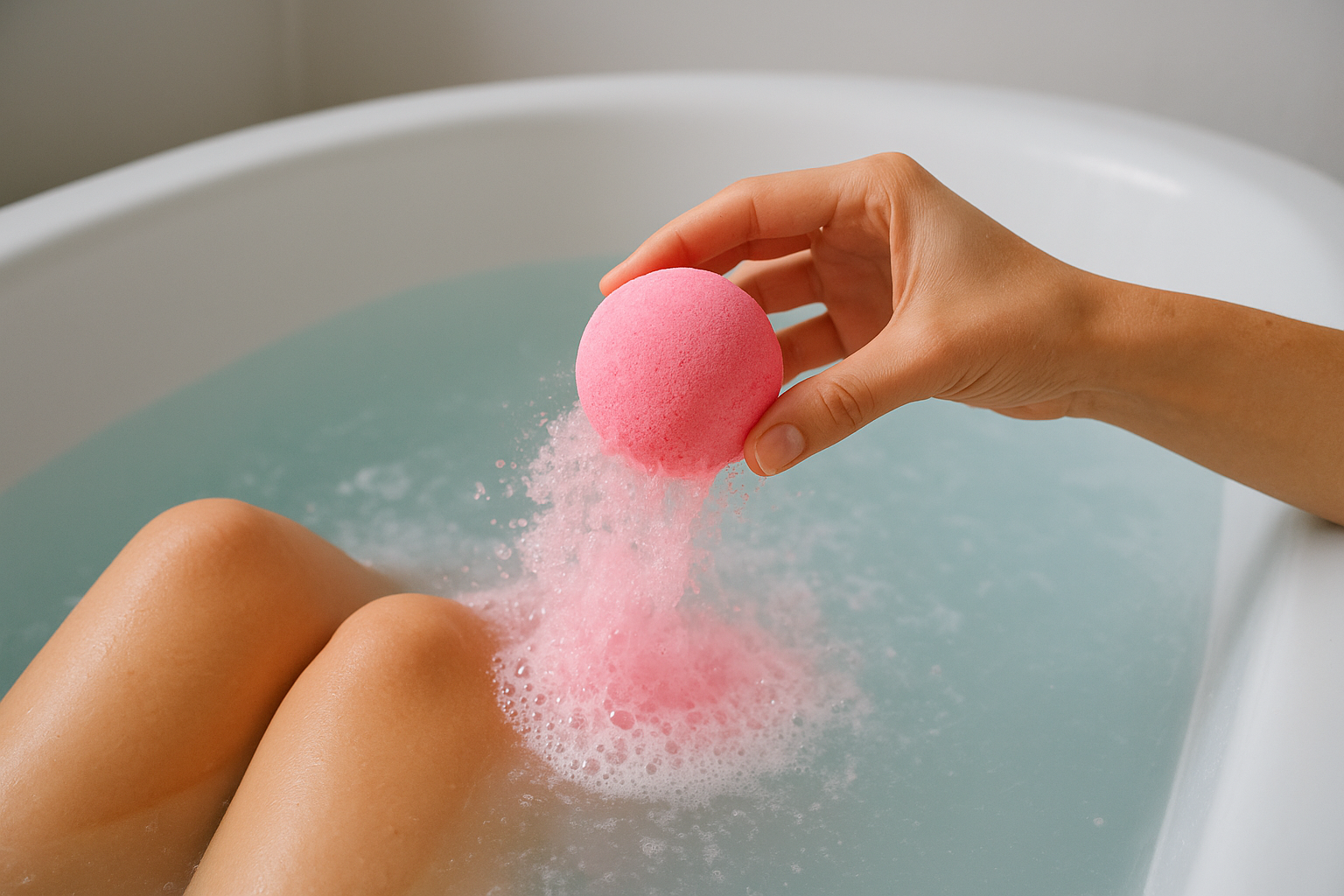 Step 2. Time your bath bomb drop for maximum fizz