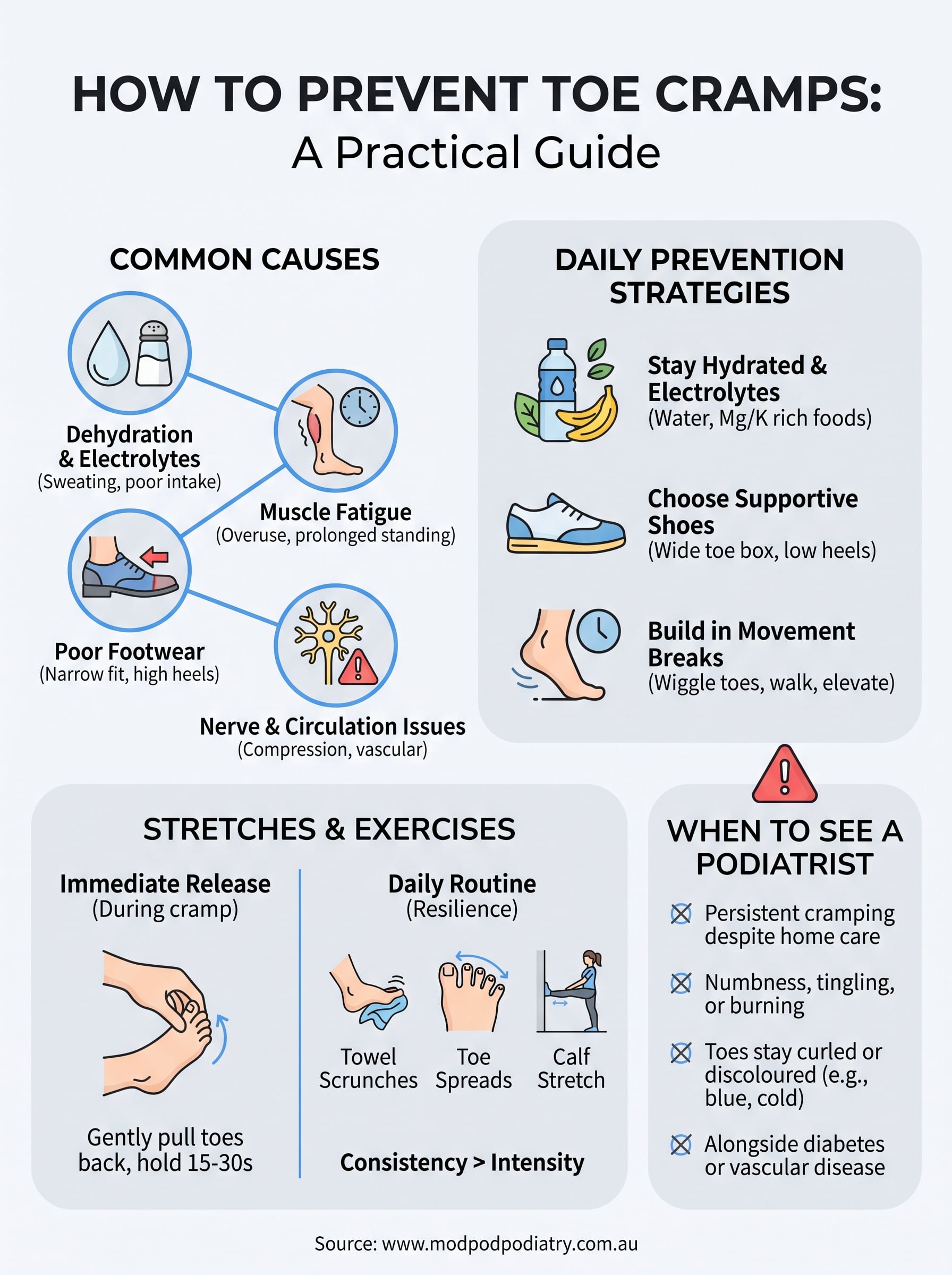 how to prevent toe cramps infographic