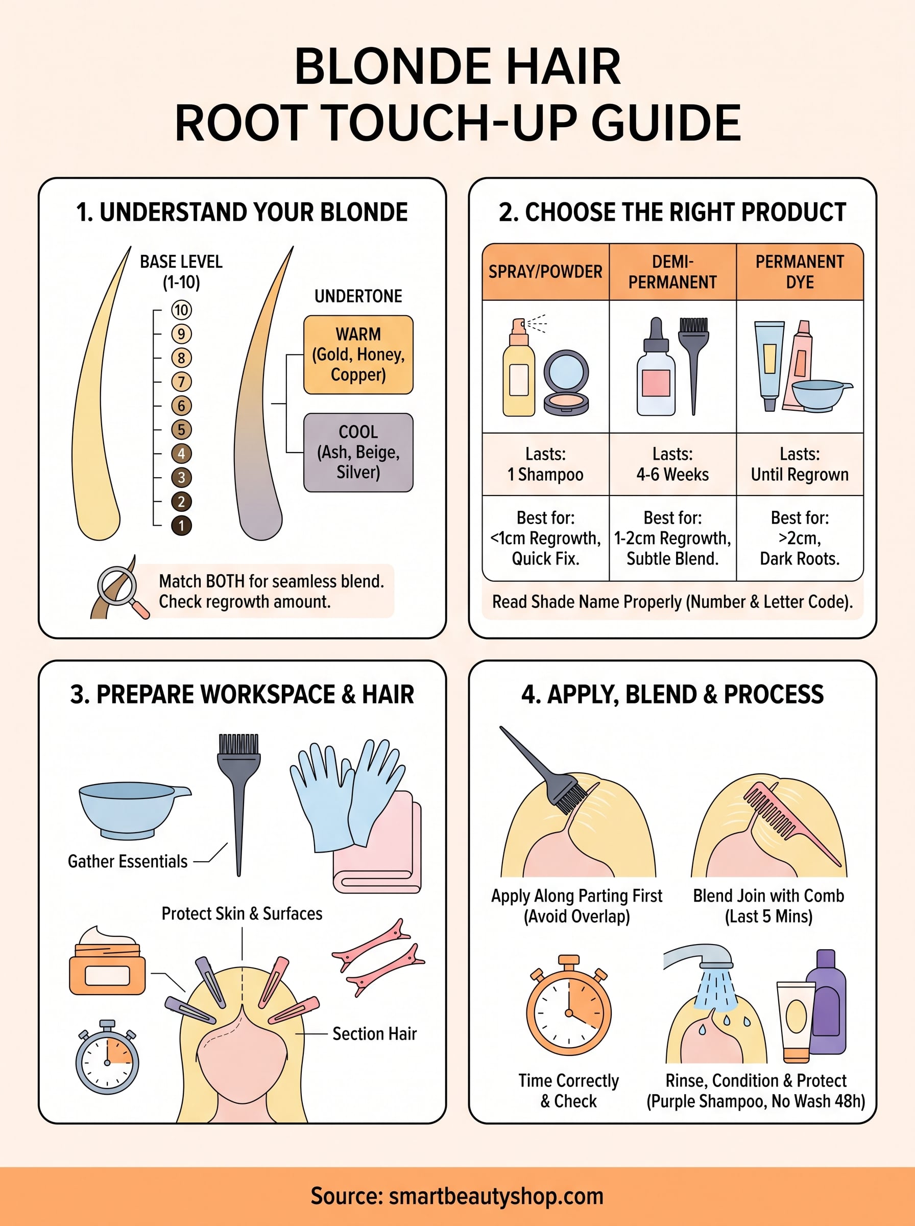blonde hair root touch up infographic