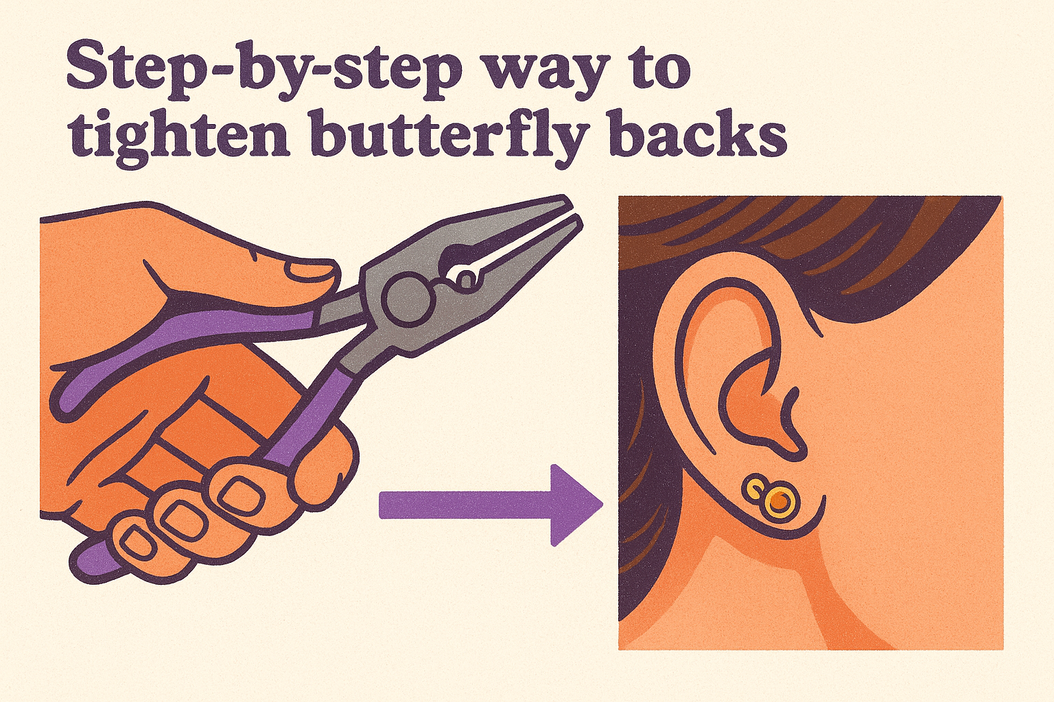 Step-by-step way to tighten butterfly backs