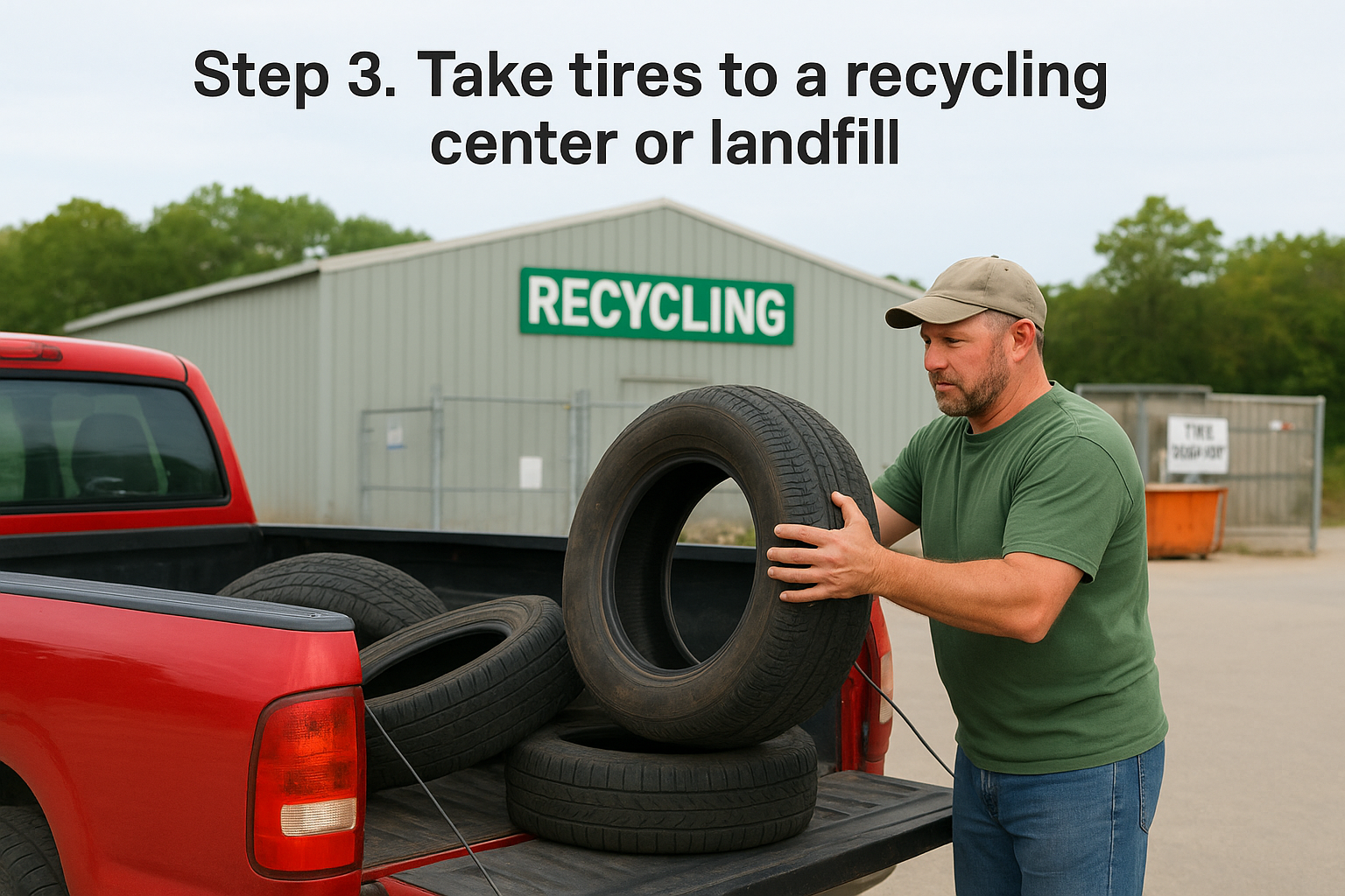 Step 3. Take tires to a recycling center or landfill