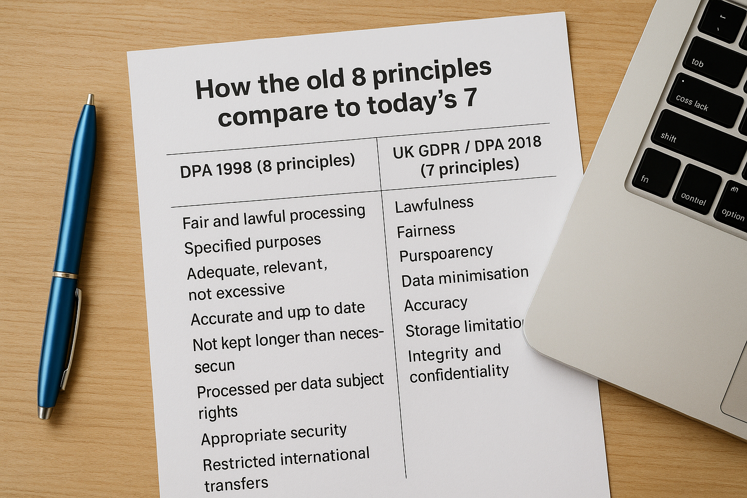 How the old 8 principles compare to today's 7