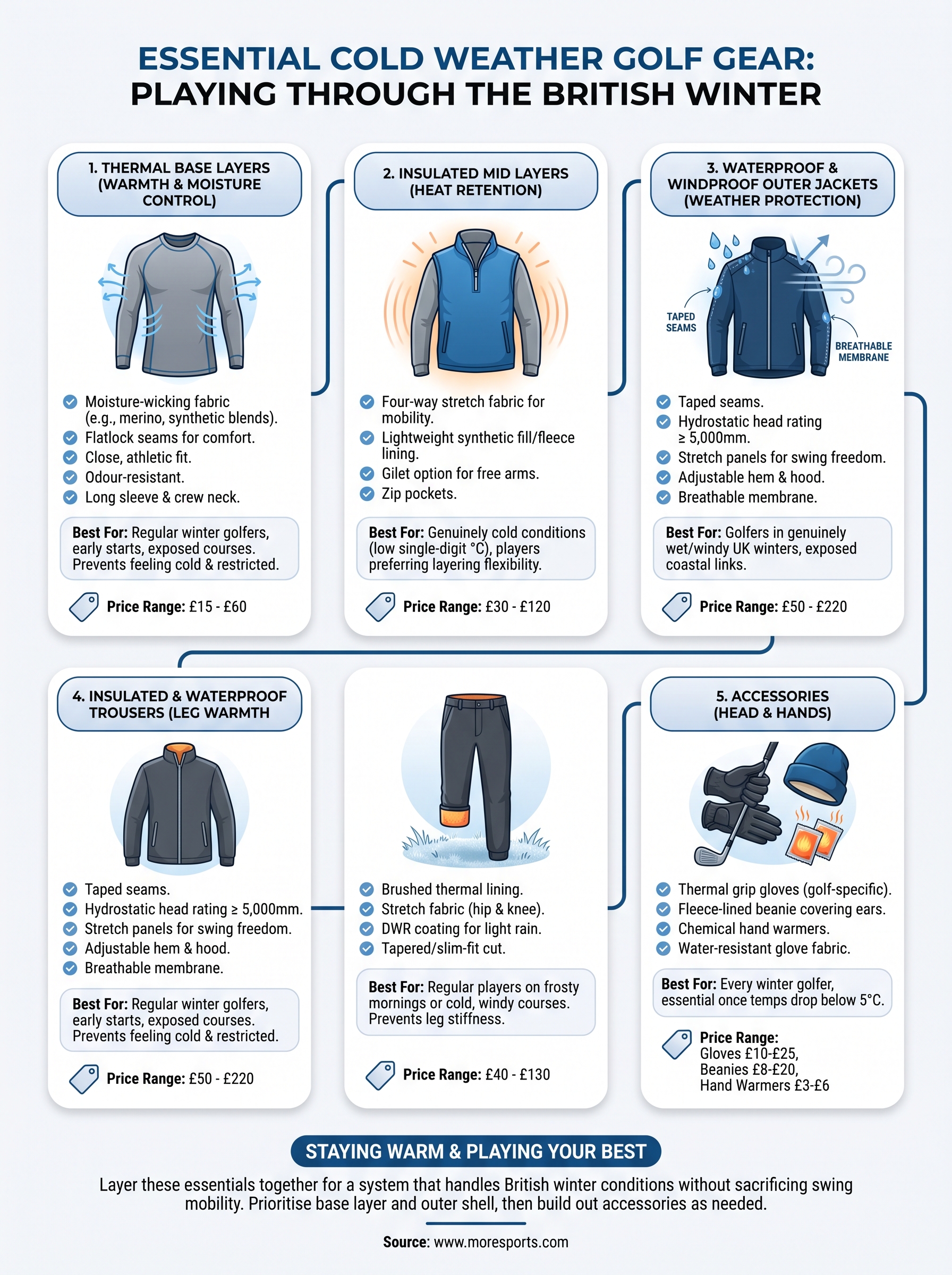 cold weather gear for golf infographic