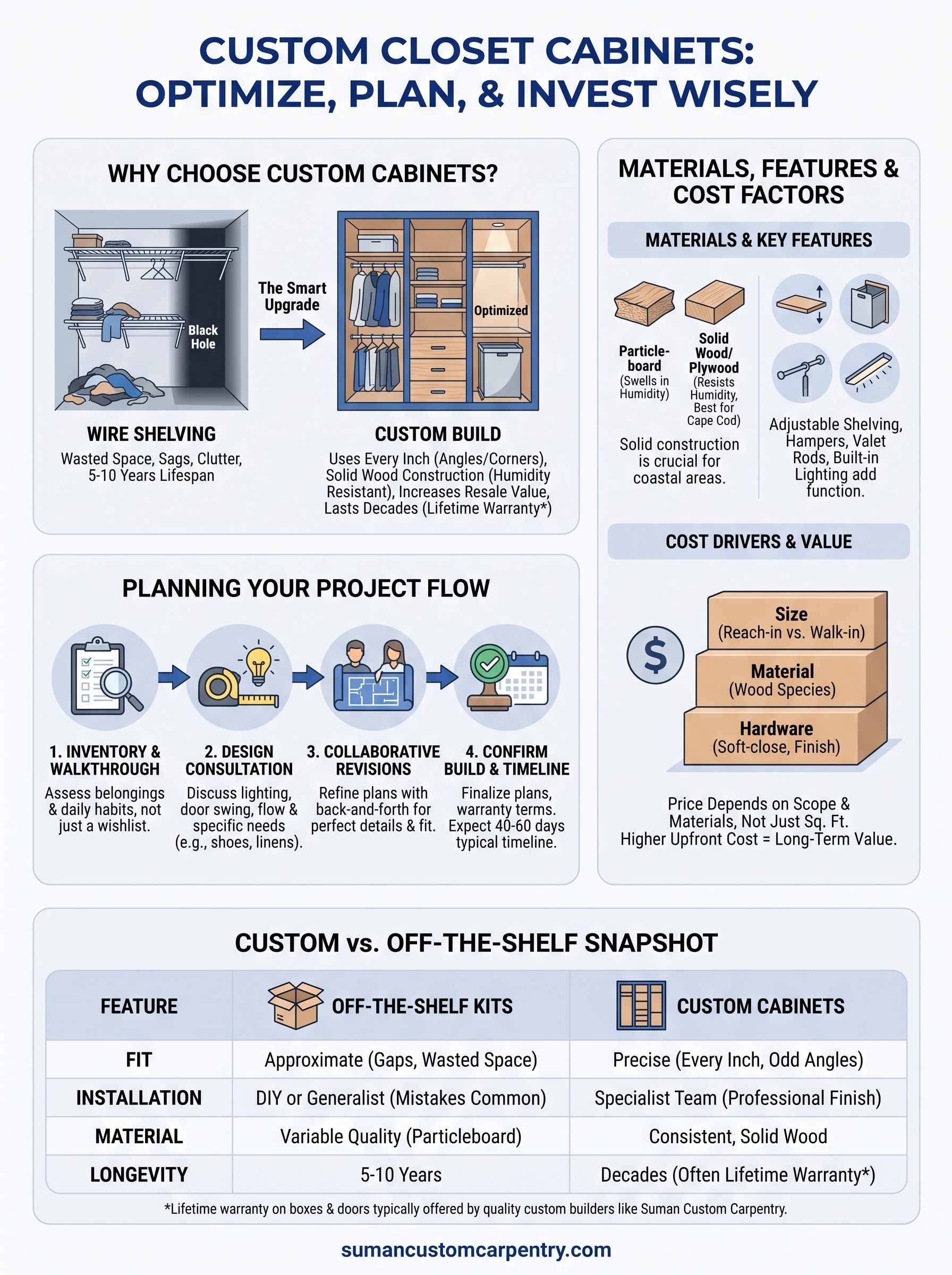 custom cabinets closets infographic