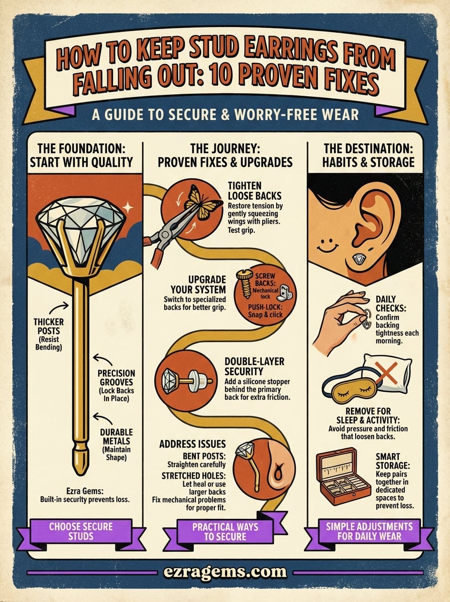 how to keep stud earrings from falling out infographic