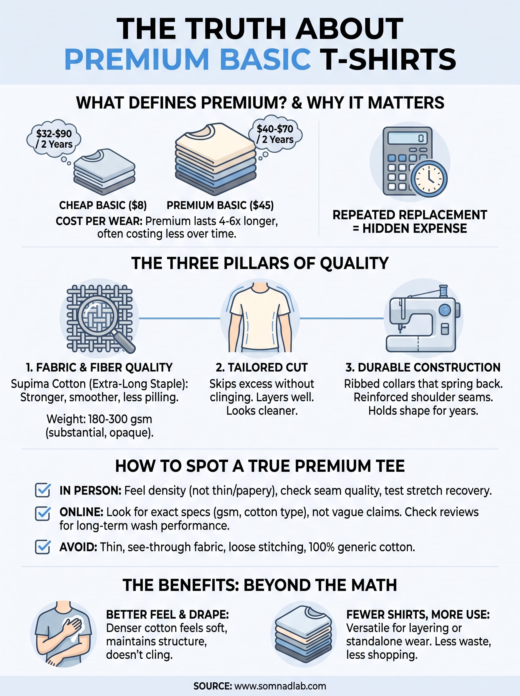 premium basic t-shirts infographic