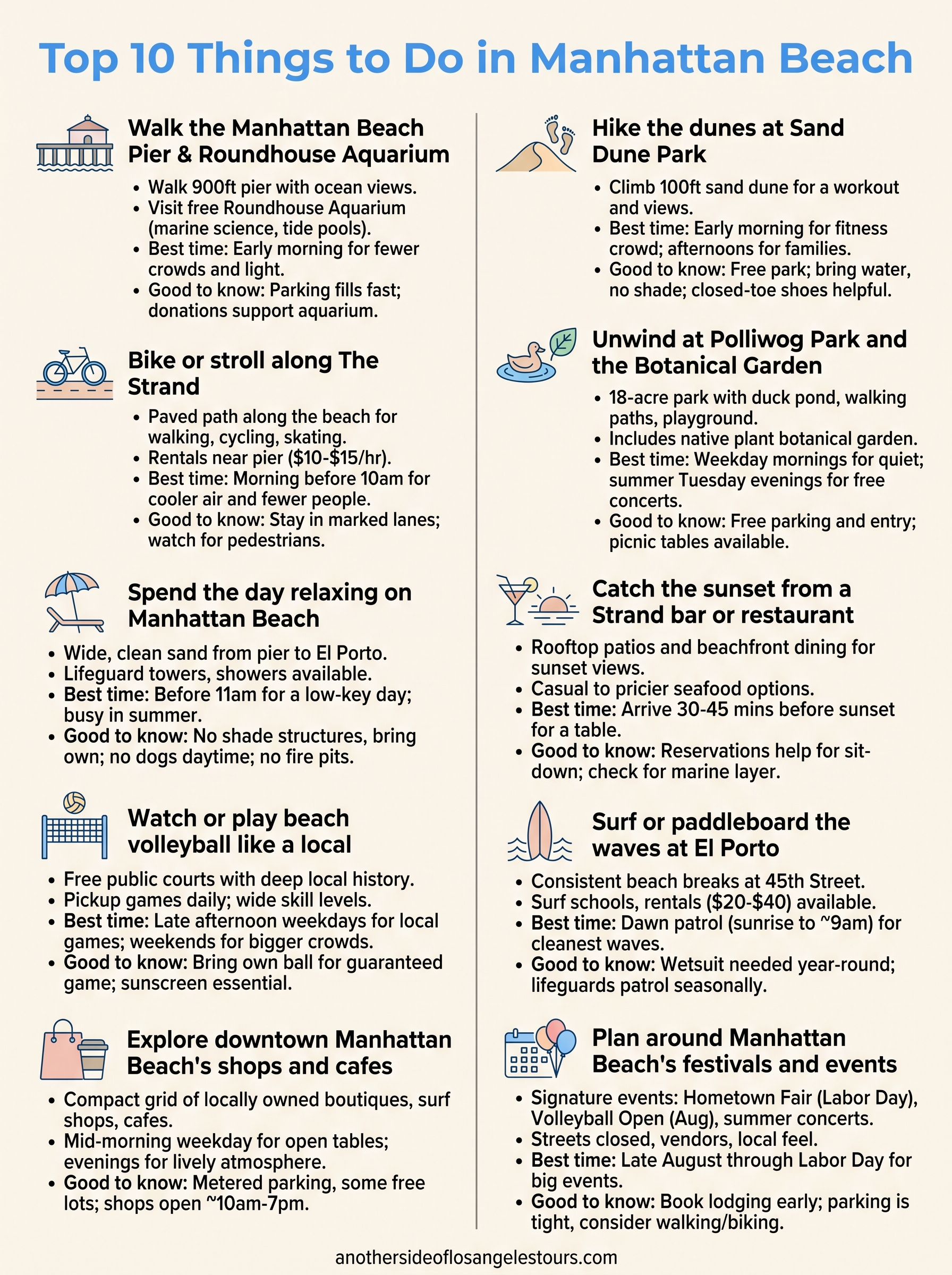 things to do in manhattan beach los angeles infographic