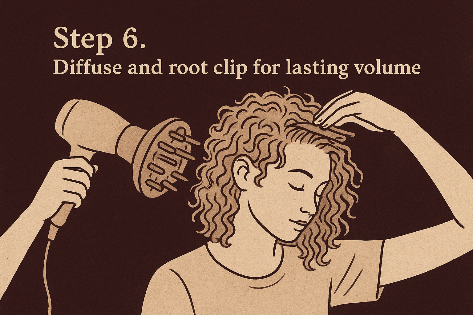 Step 6. Diffuse and root clip for lasting volume