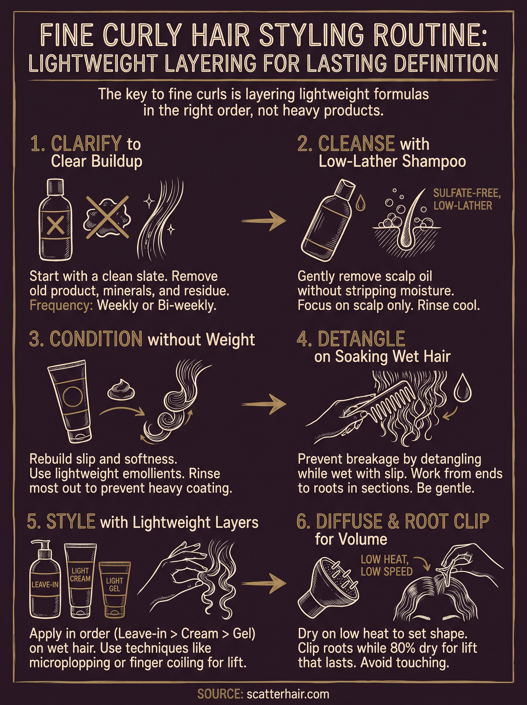 how to style fine curly hair infographic