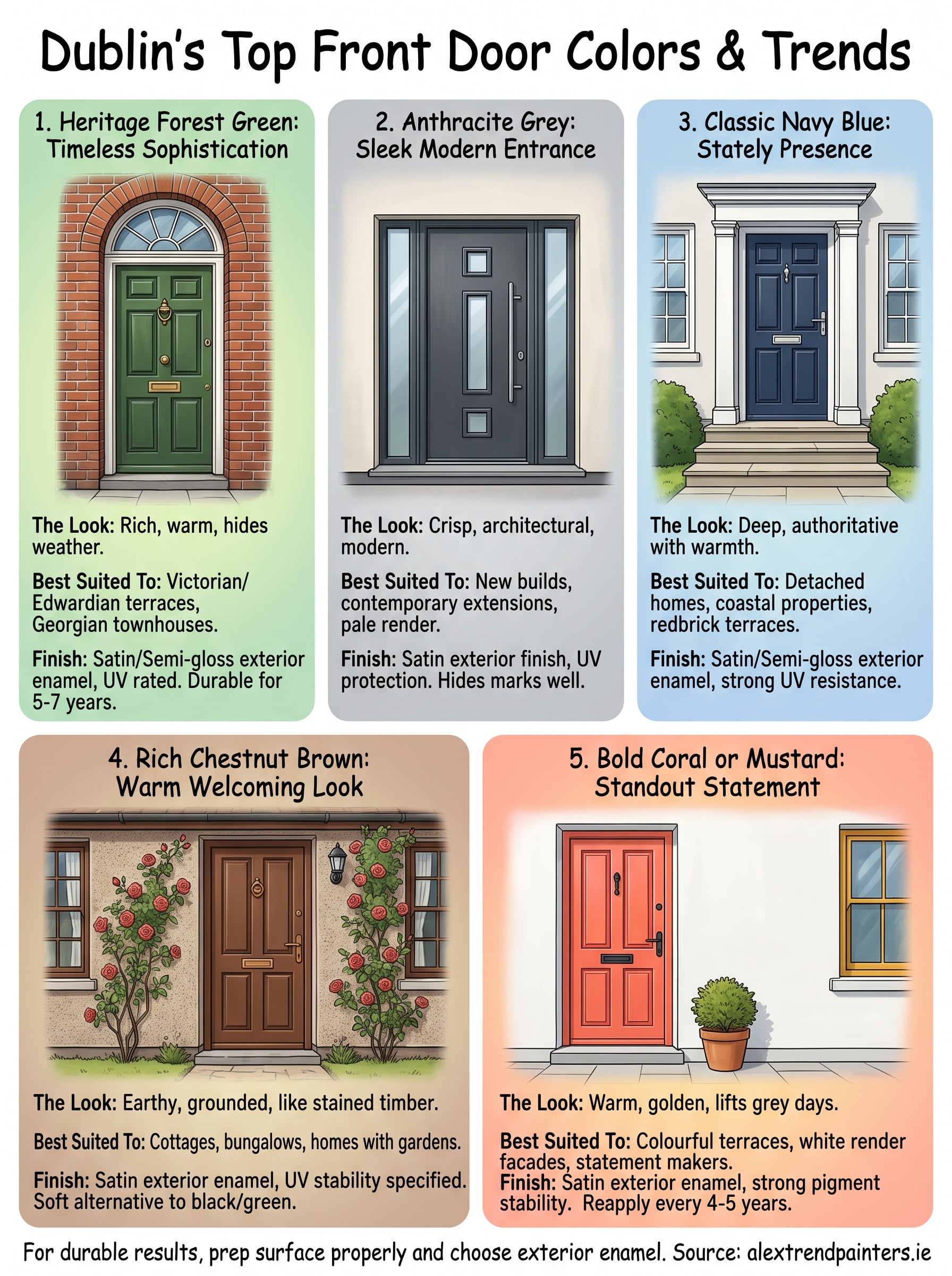 5 Best Front Door Colours to Boost Your Dublin Home in 2026 3 front door colours infographic
