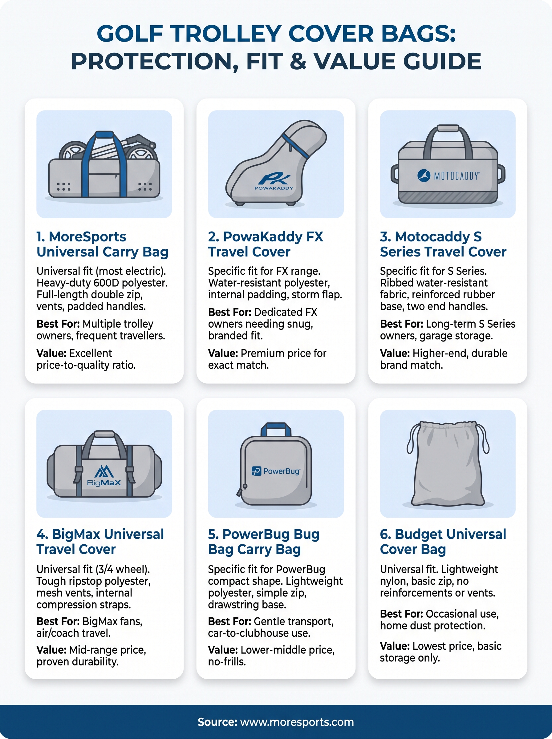 golf trolley cover bags infographic