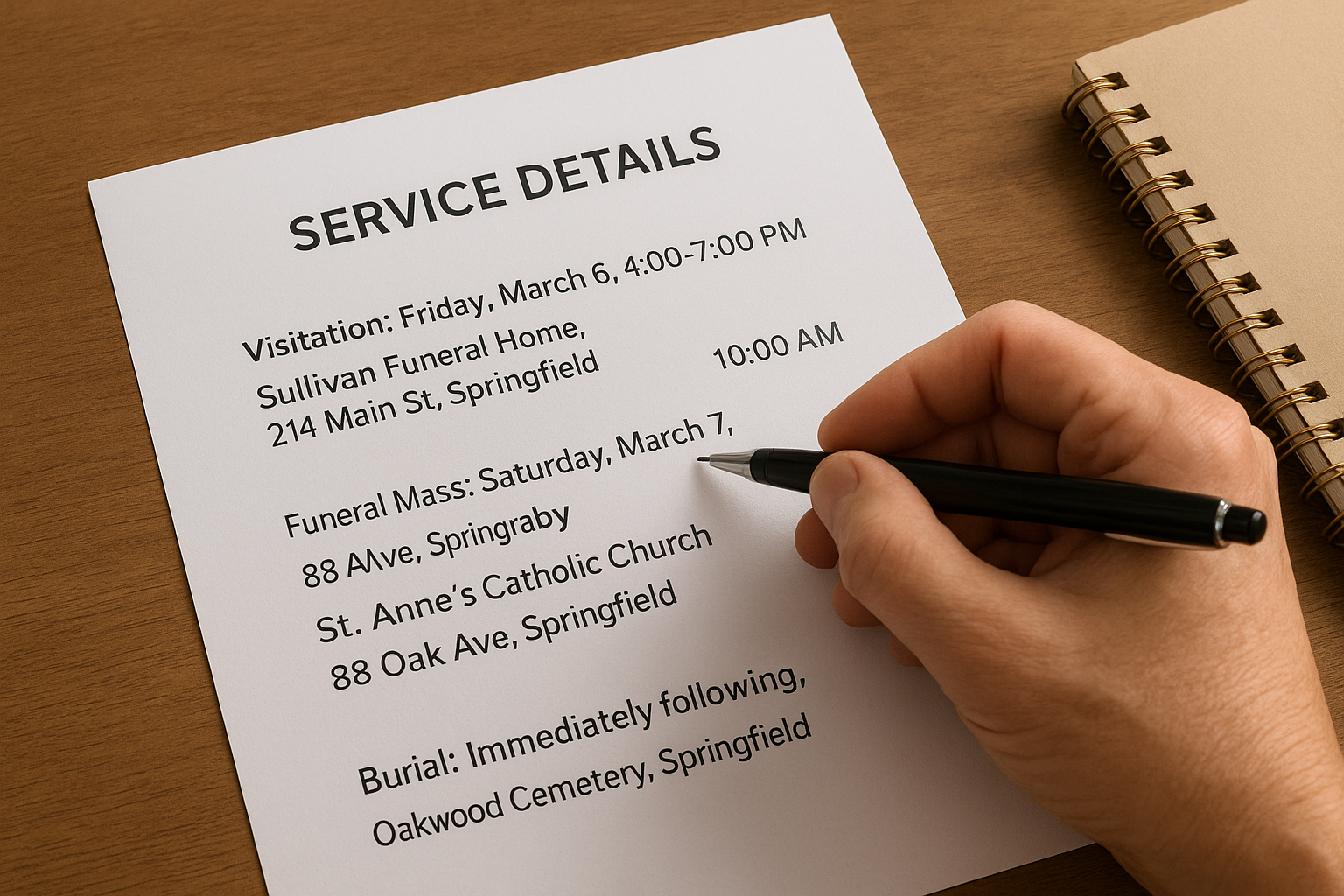 Confirming service details