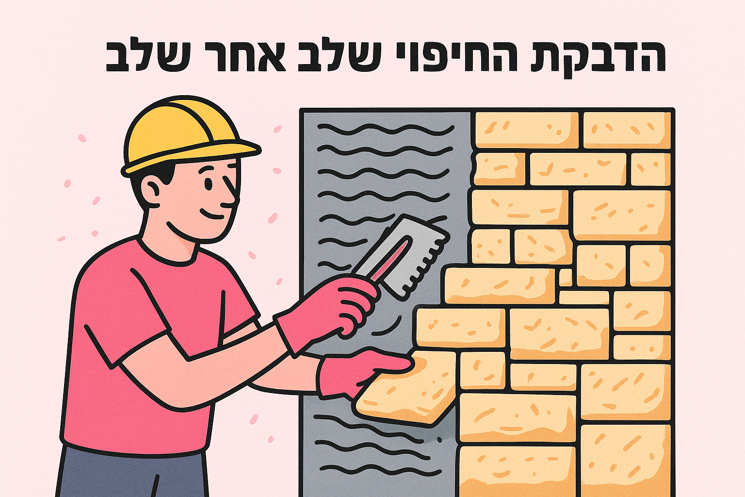 הדבקת החיפוי שלב אחר שלב