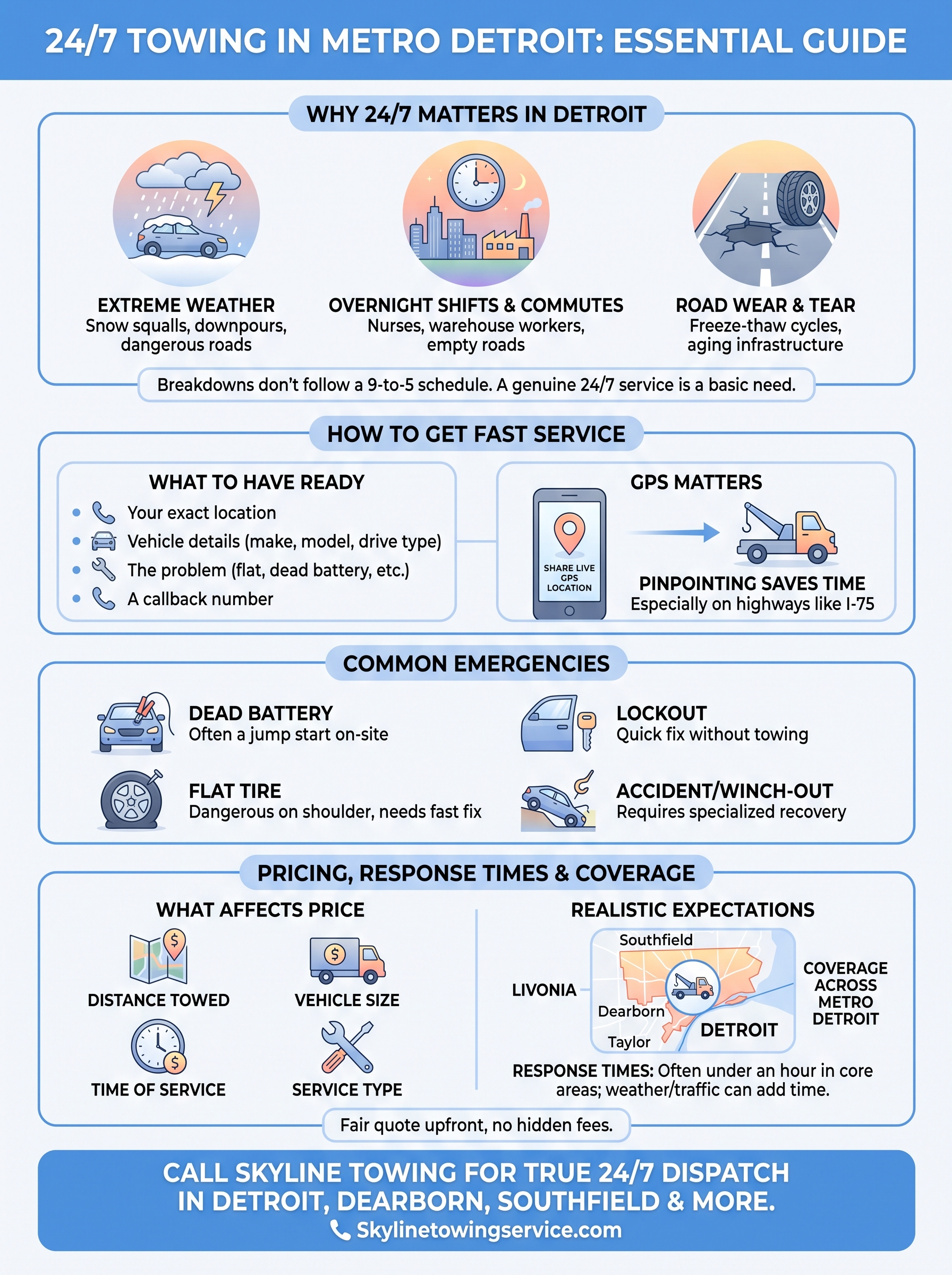 24 Hours Towing Service Near Me: Detroit's Round-the-Clock Help 24 hours towing service near me infographic