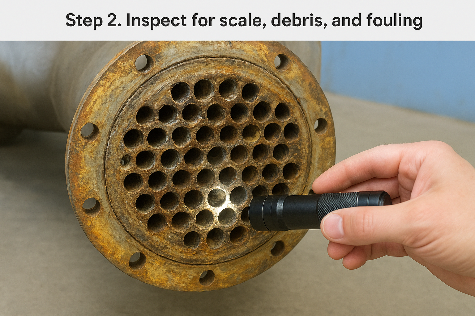 Step 2. Inspect for scale, debris, and fouling