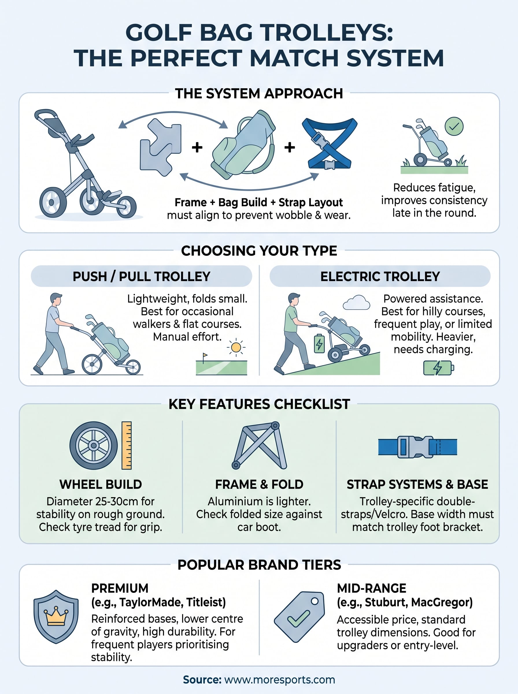 golf bag trolleys infographic
