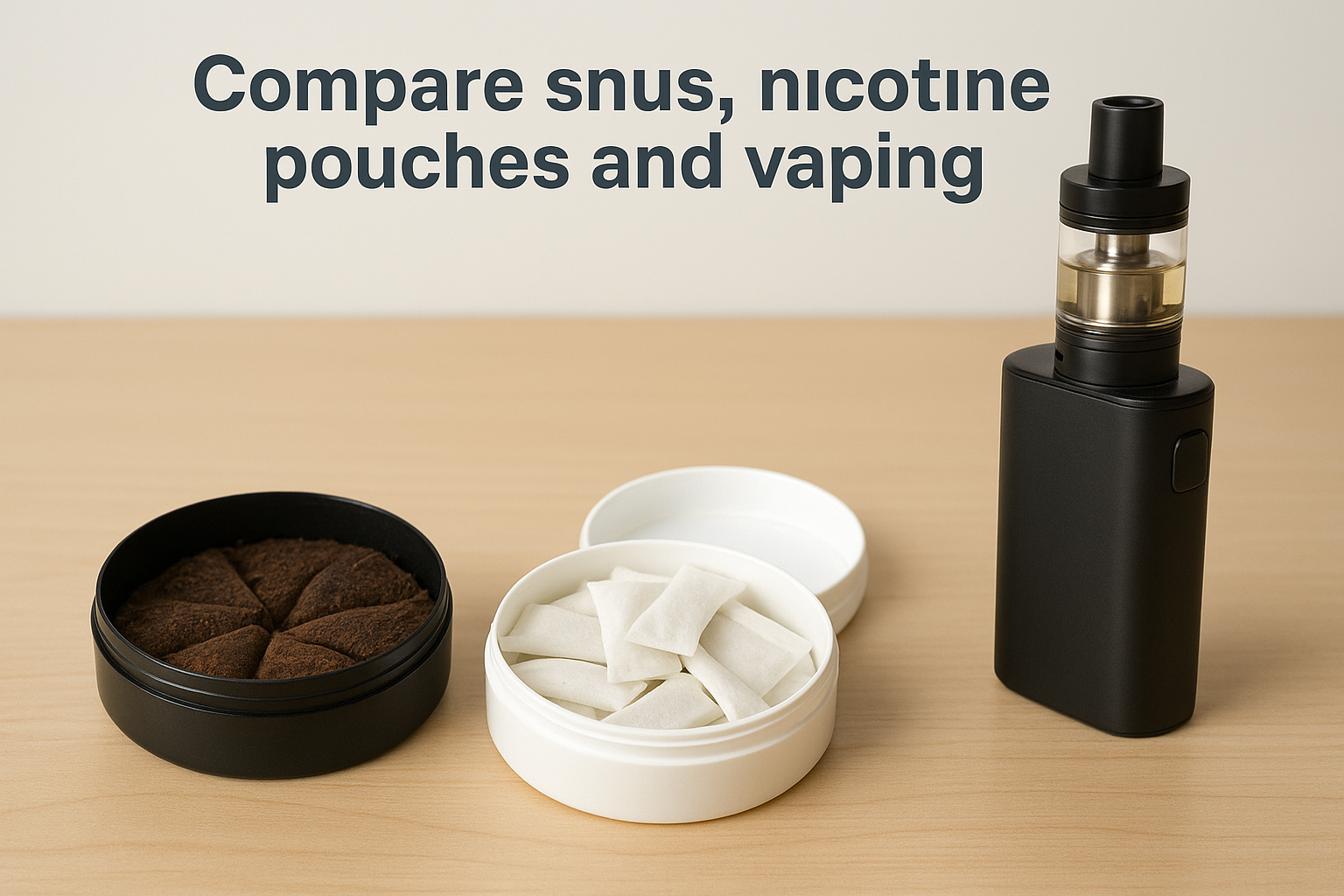 Compare snus, nicotine pouches and vaping