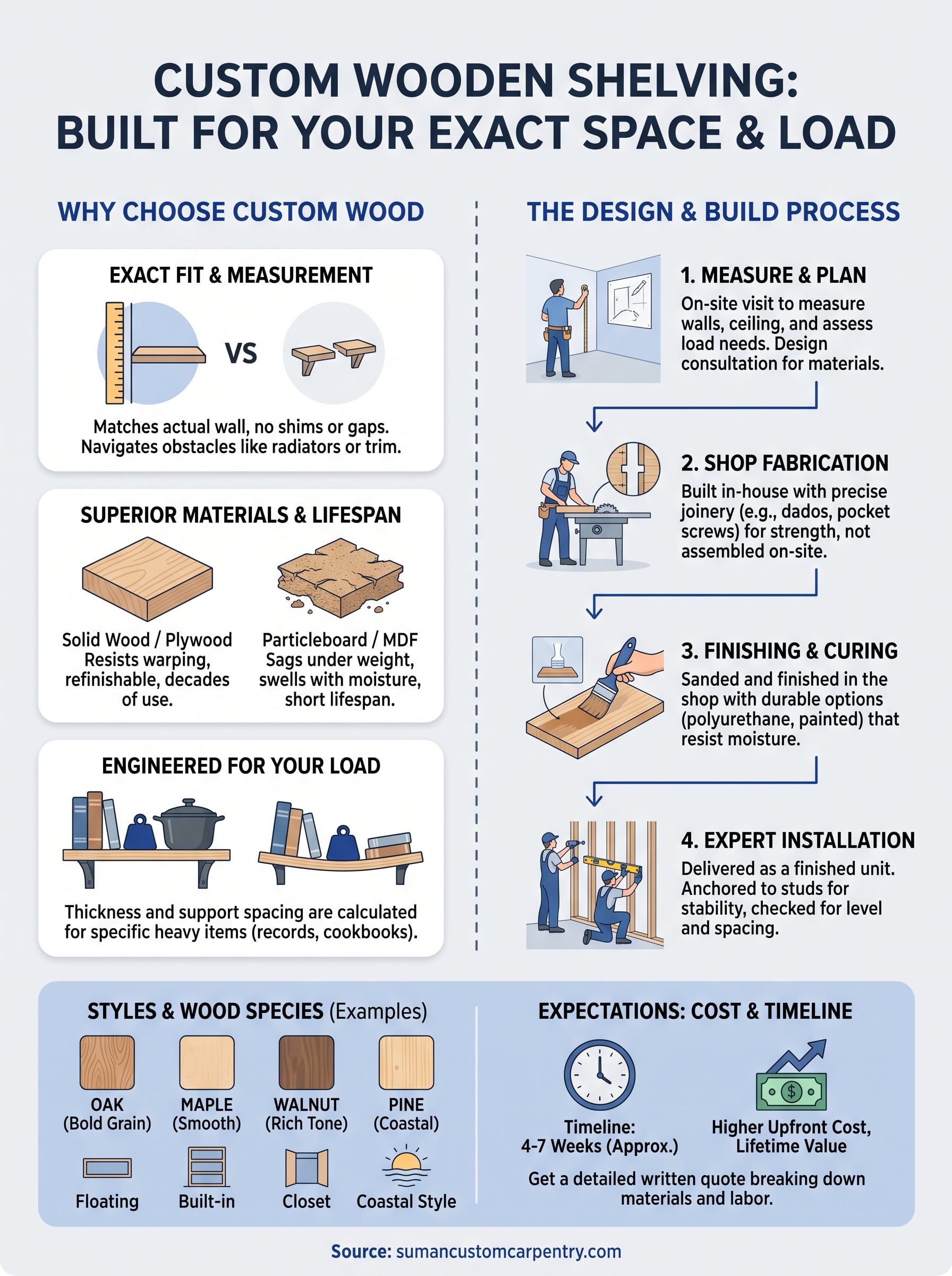 custom shelving wood infographic
