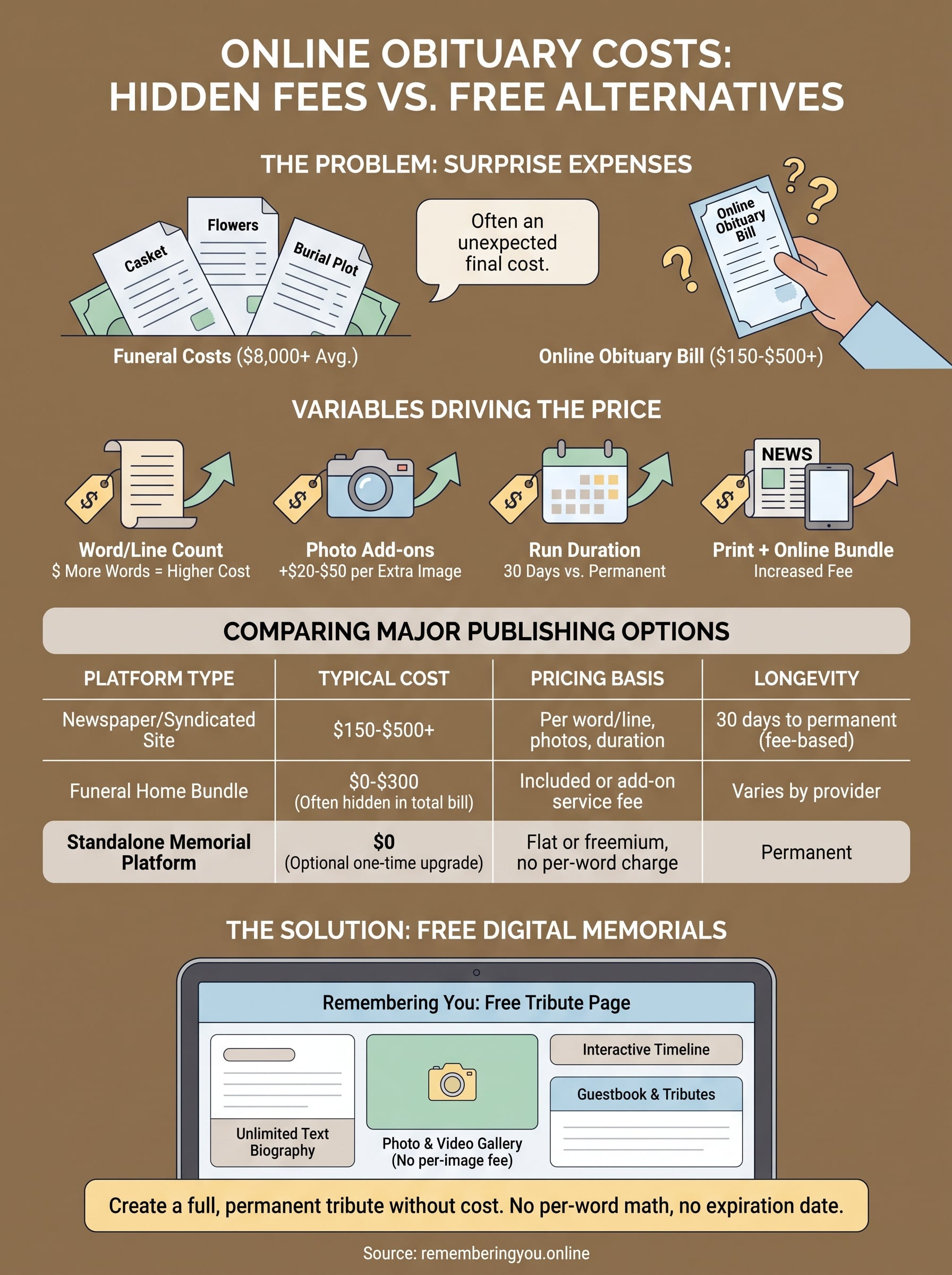 online obituary cost infographic