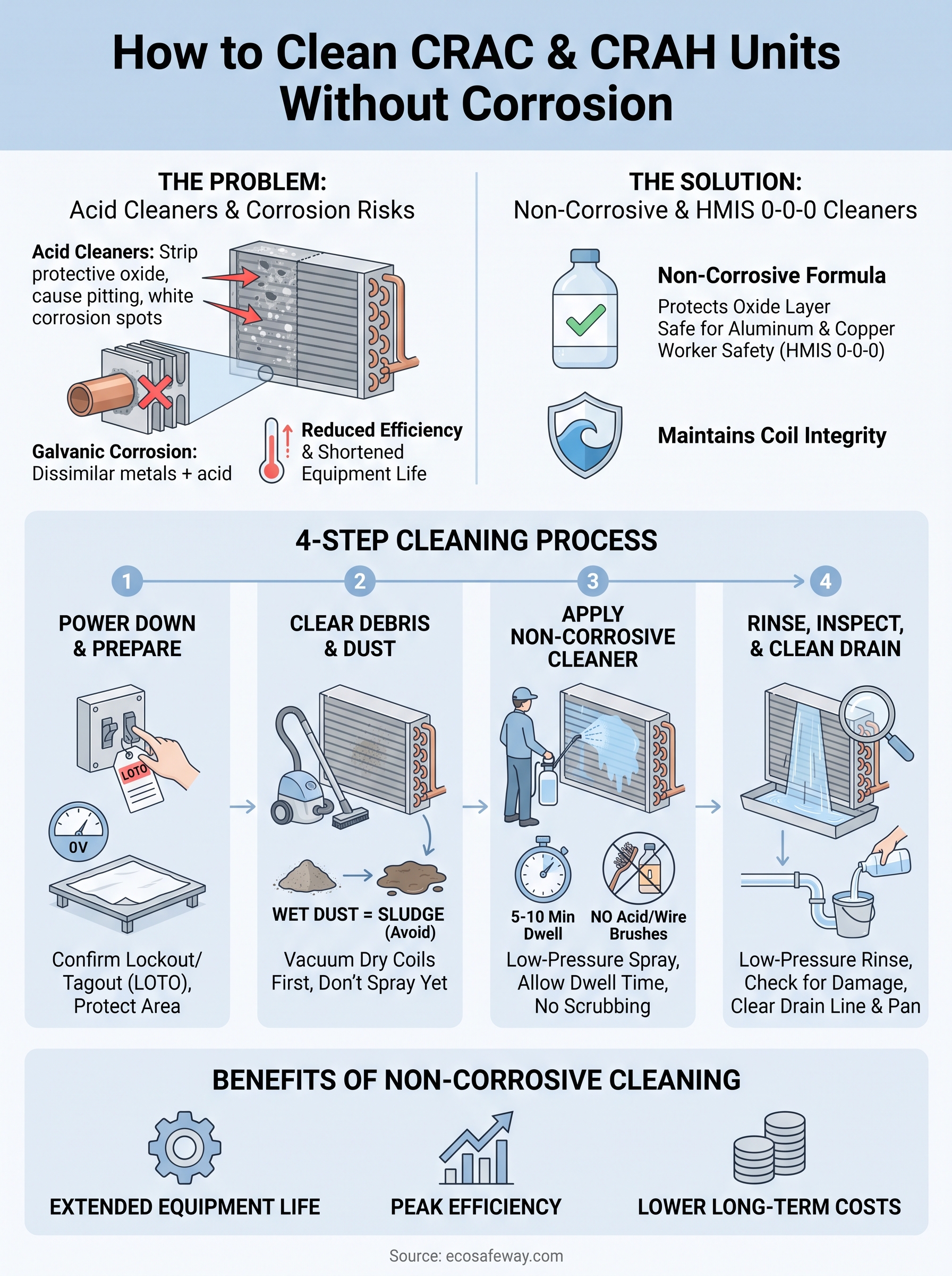 how to clean crac and crah units without corrosion infographic