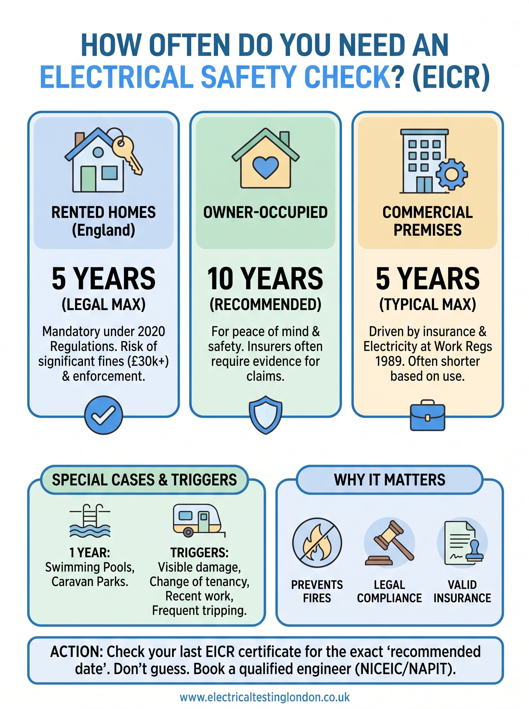 how often do you need an electrical safety check infographic