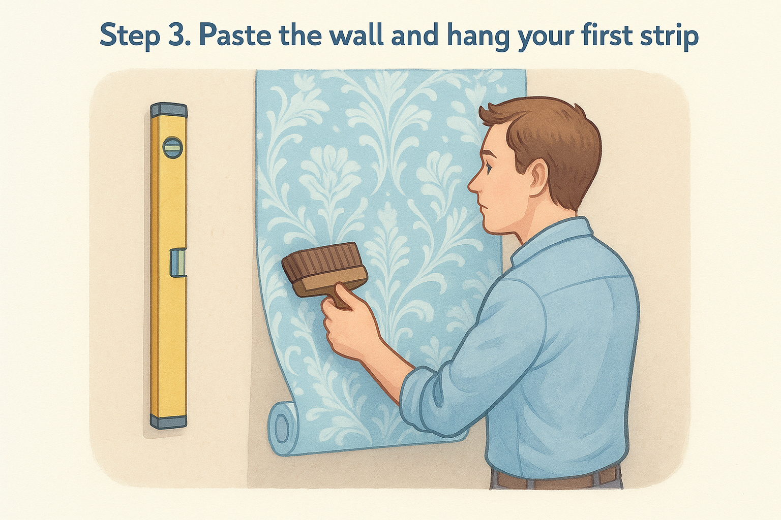 How to Hang Wallpaper: A Step-by-Step Guide for Beginners 4 Step 3. Paste the wall and hang your first strip