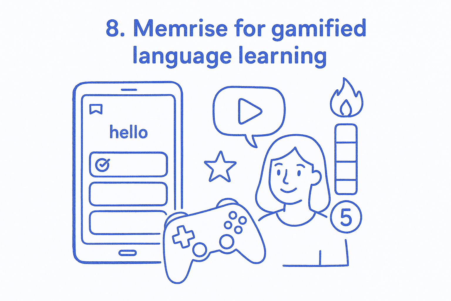 8. Memrise for gamified language learning