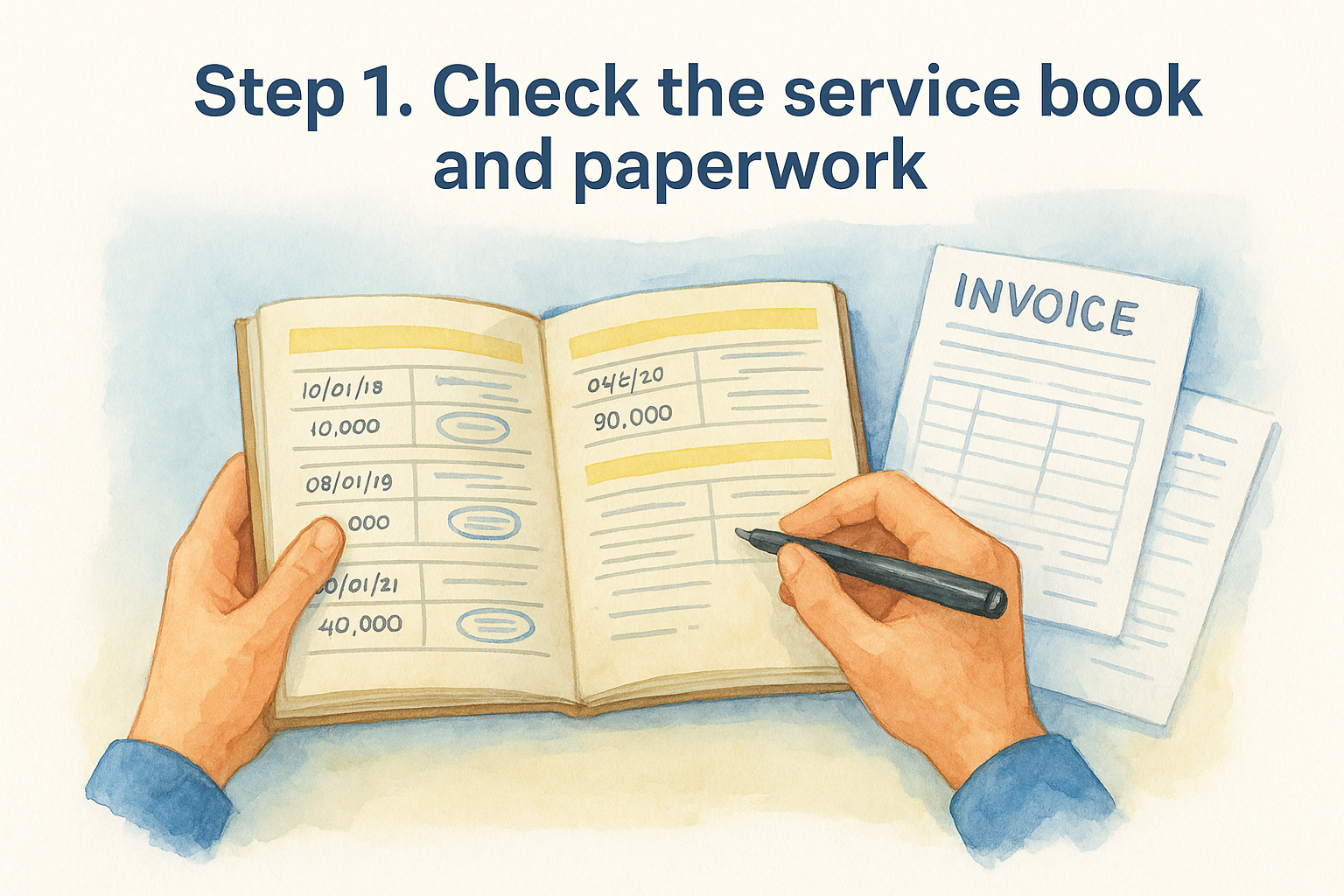 Step 1. Check the service book and paperwork
