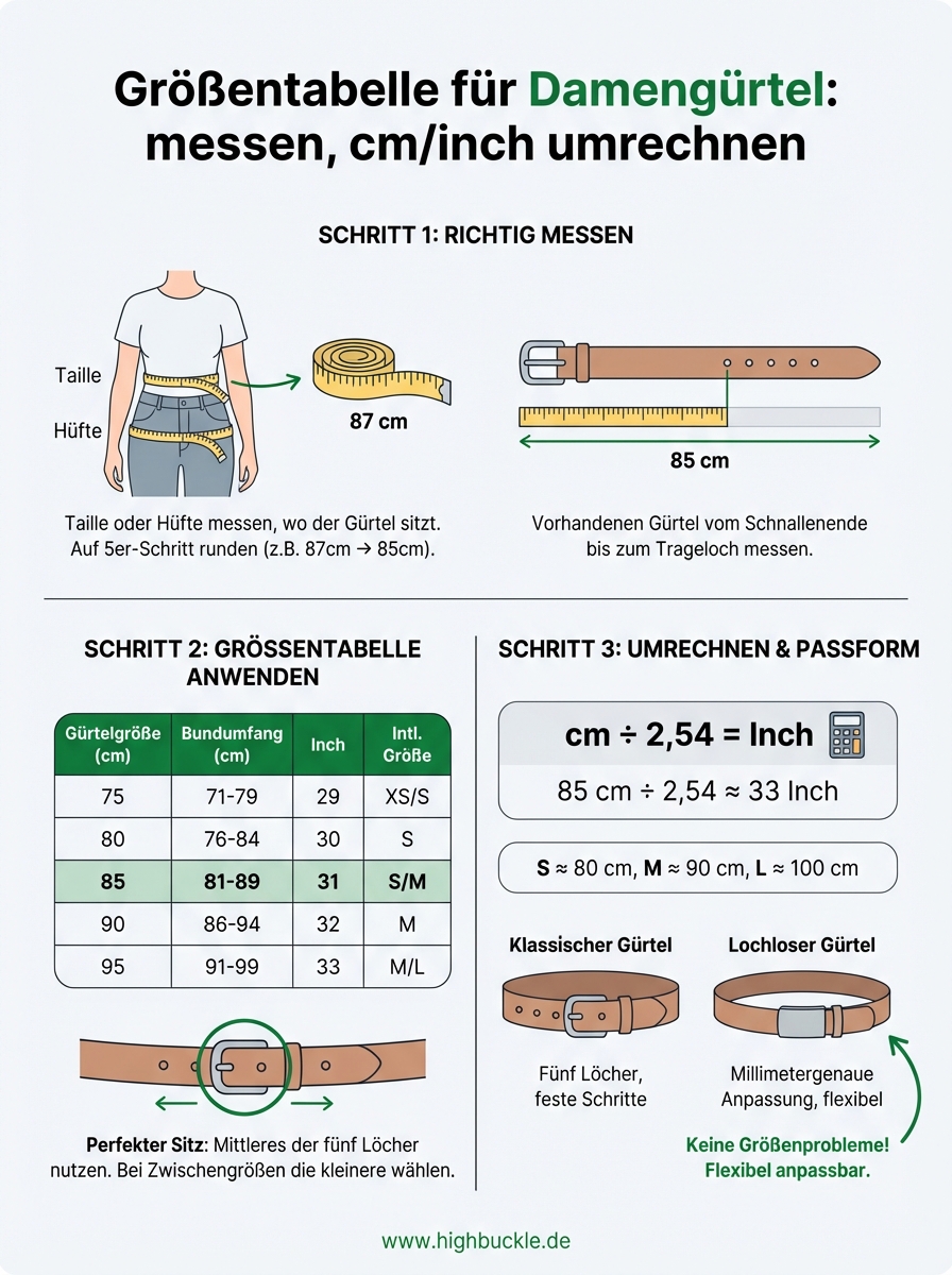 größentabelle gürtel damen infographic