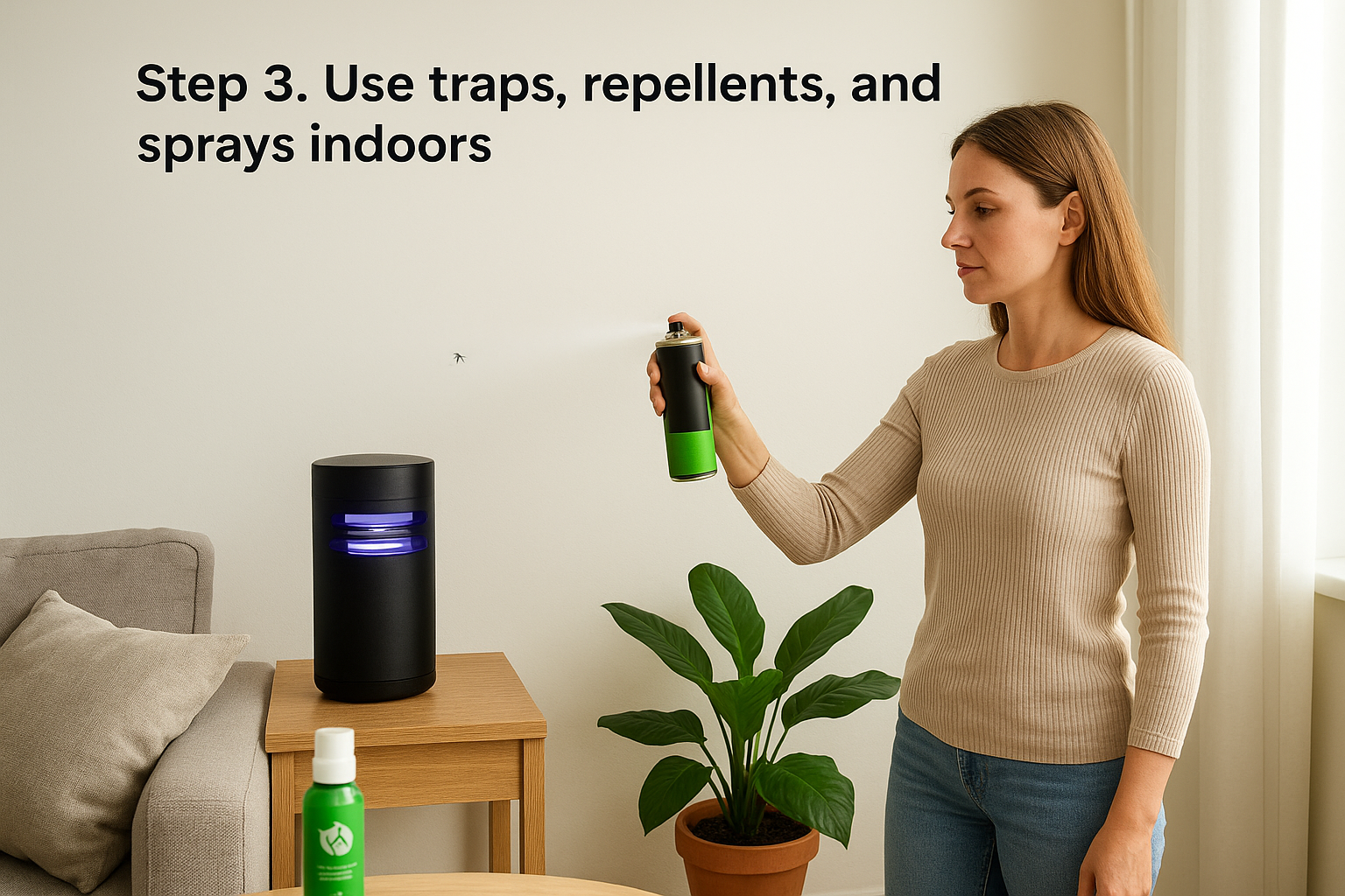 How to Get Rid of Mosquitoes Inside Your House for Good 2 Step 3. Use traps, repellents, and sprays indoors