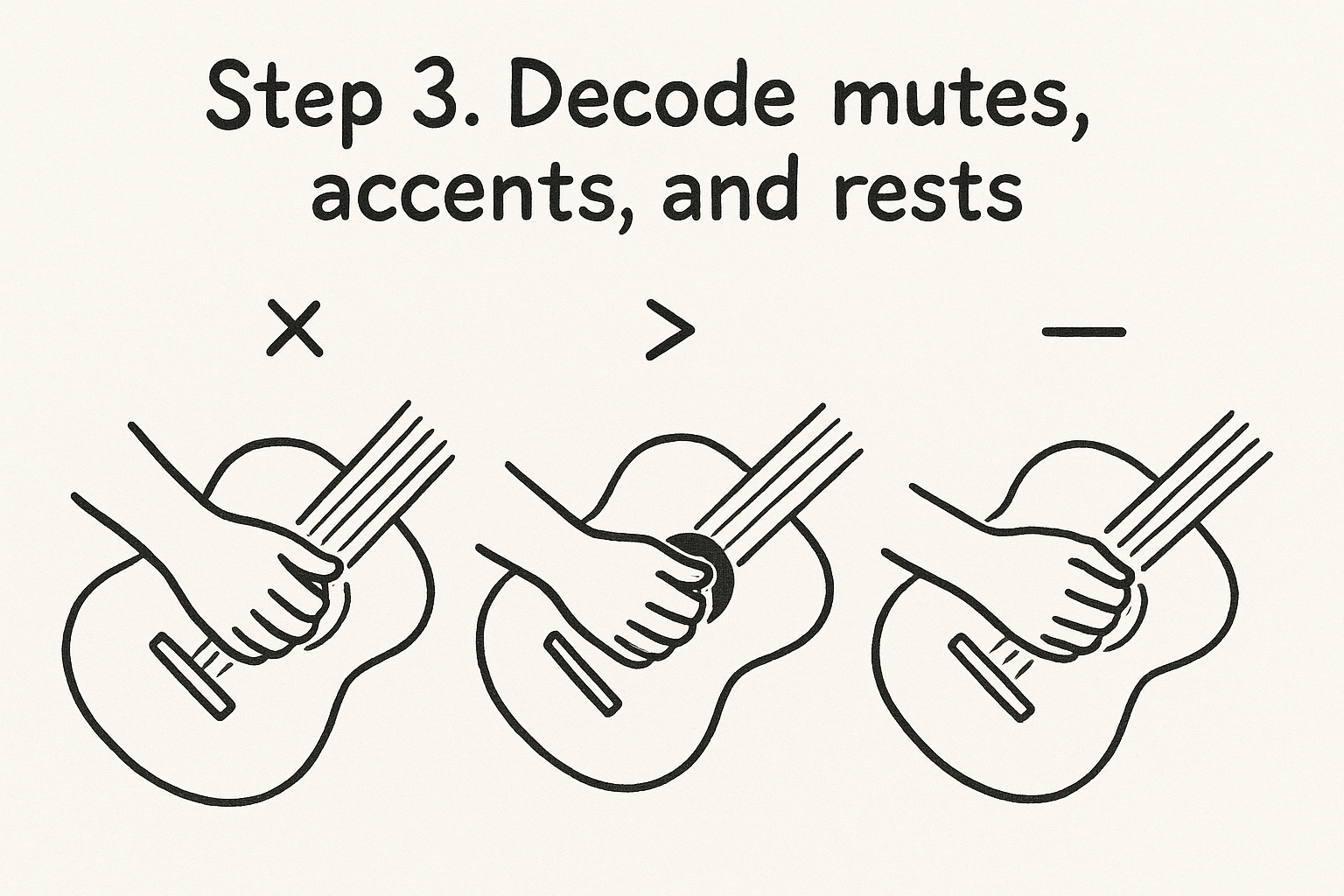 Step 3. Decode mutes, accents, and rests